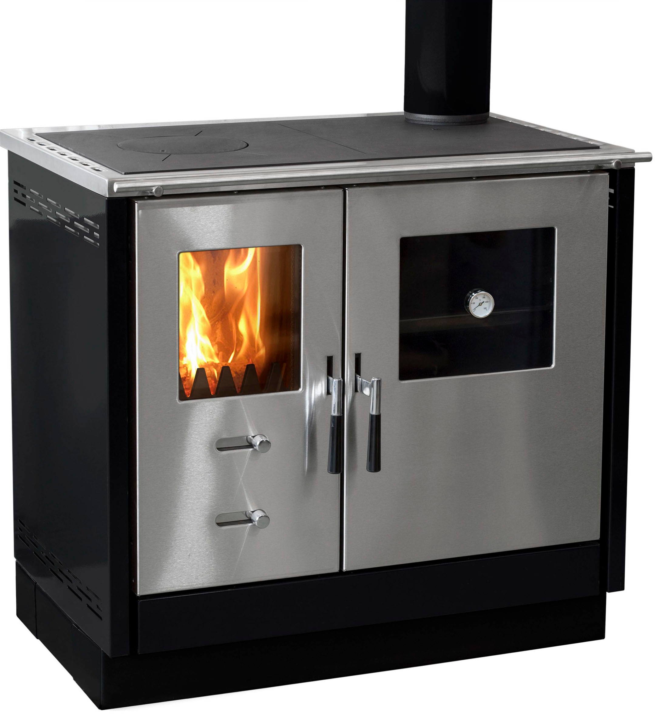 Firefix Festbrennstoffherd ""MAAS" Heizen, Kochen & Backen, Backfach mit" Thermometer, Festbrennstoffherd, Holzherd, Ofenherd