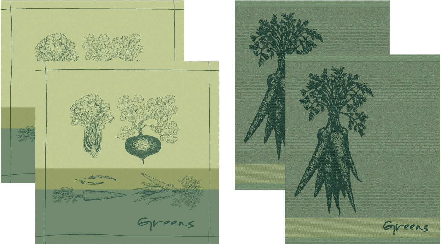 Geschirrtuch »Greens«, (Set, 4 tlg., Combi-Set: bestehend aus 2x Küchentuch + 2x...