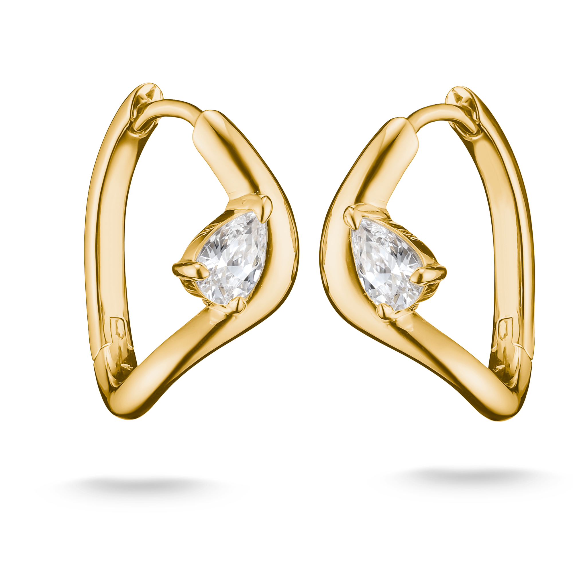THOMAS SABO Paar Creolen »Fluid Elegance Creolen mit Zirkoniastein gelbgoldfarben« mit Zirkonia (synth.)