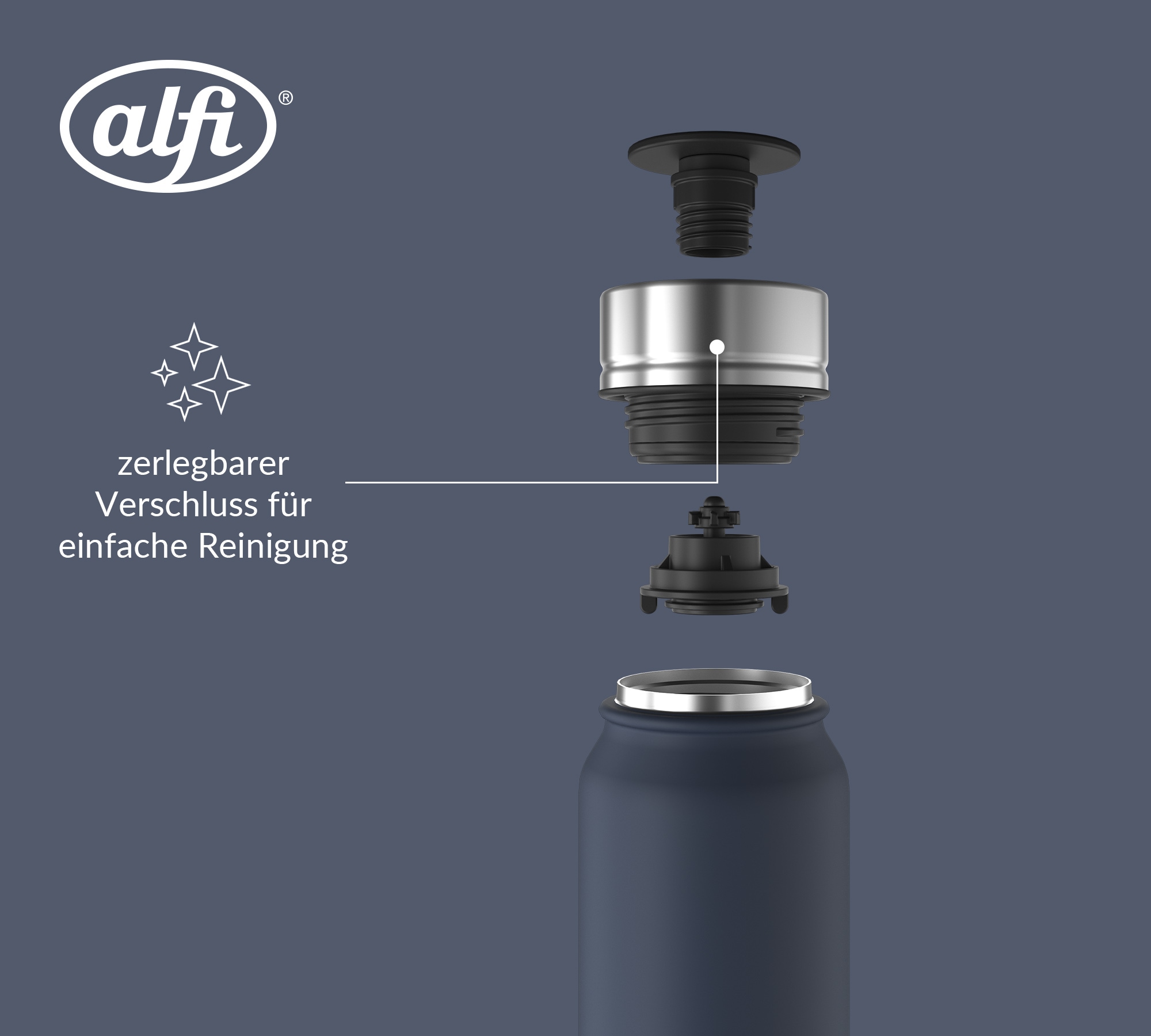 Alfi Thermobecher »PURE DRINKING MUG, absolut dicht, spülmaschinenfest« 0,50l, 9h heiß & 18h kalt, mit Druckknopf, Pulverbeschichtung