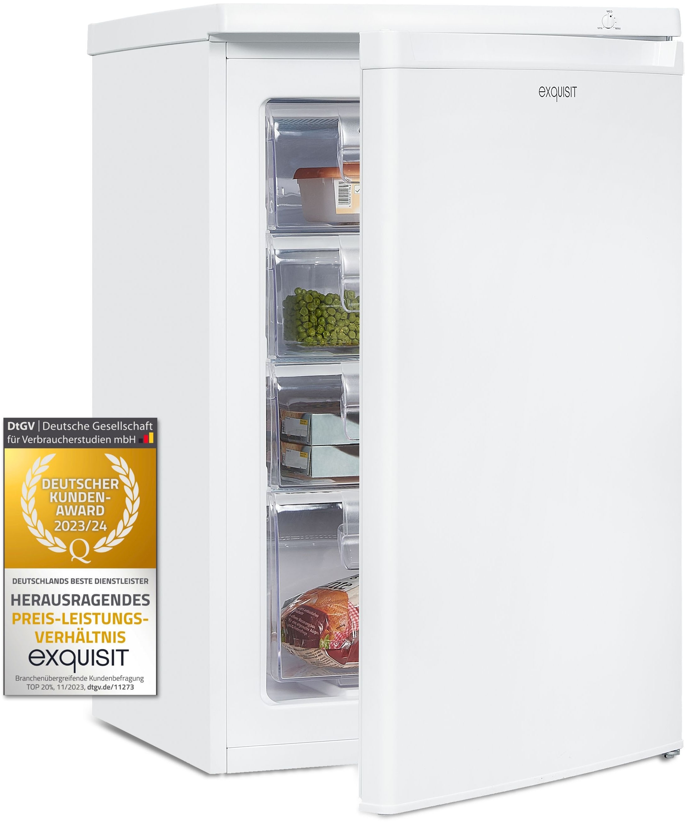 exquisit Gefrierschrank »GS12-040E weiss«, 85,5 cm hoch, 55,0 cm breit, 91 L Volumen, 4 Sterne Gefrieren
