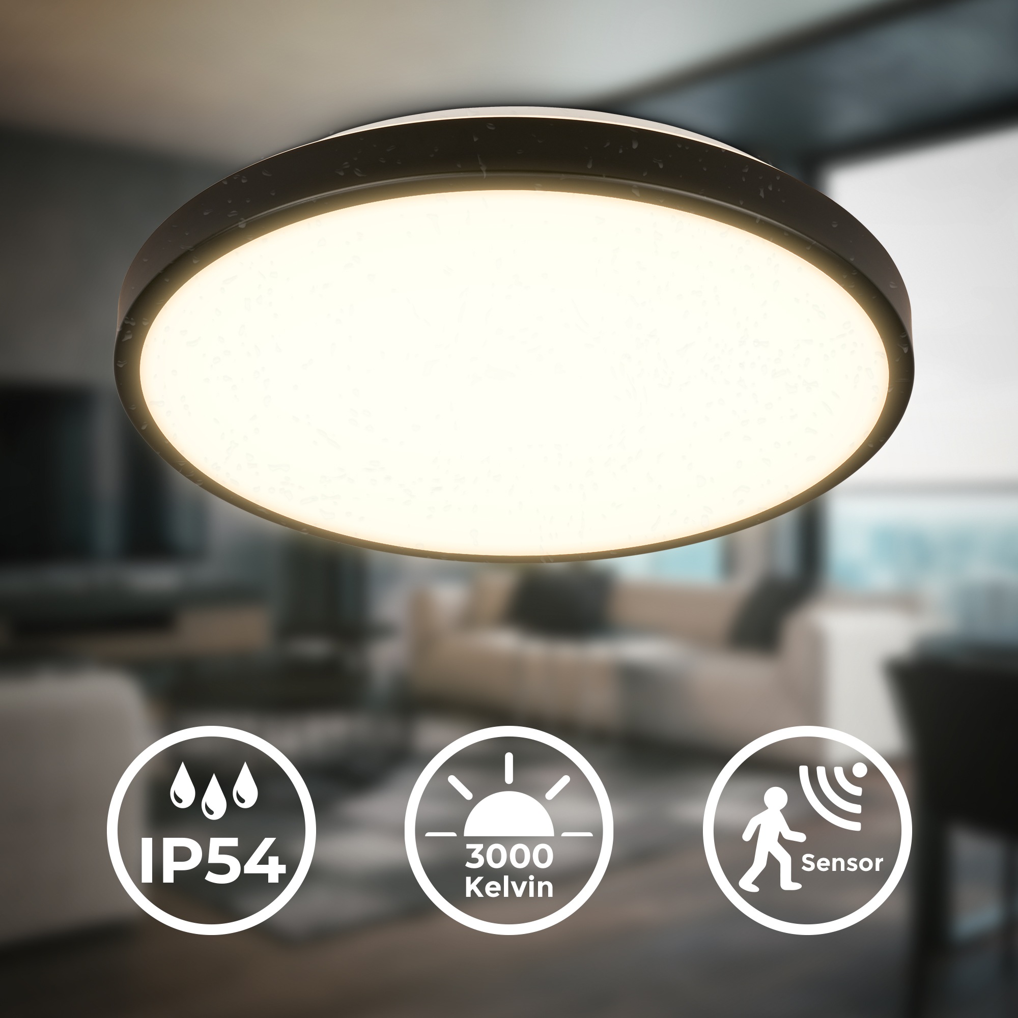 B.K.LICHT BK_DL1615 LED Deckenleuchte Schwarz 29cm 2
