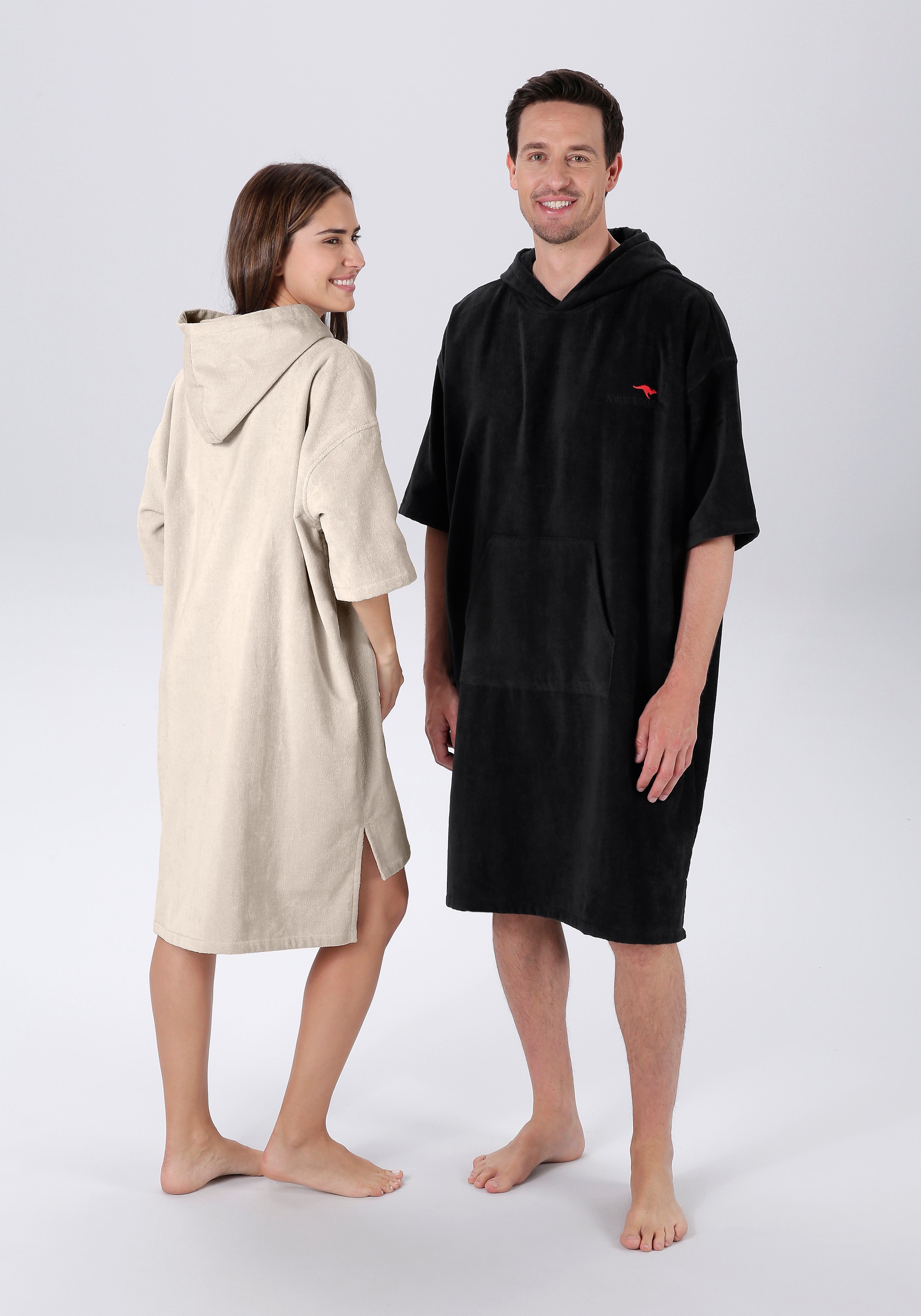 KangaROOS Badeponcho "Summer, ideal für Sauna, Spa & im Urlaub, Damen & Herren", (1 St.), Surfponcho, mit Bauchtasche, 1