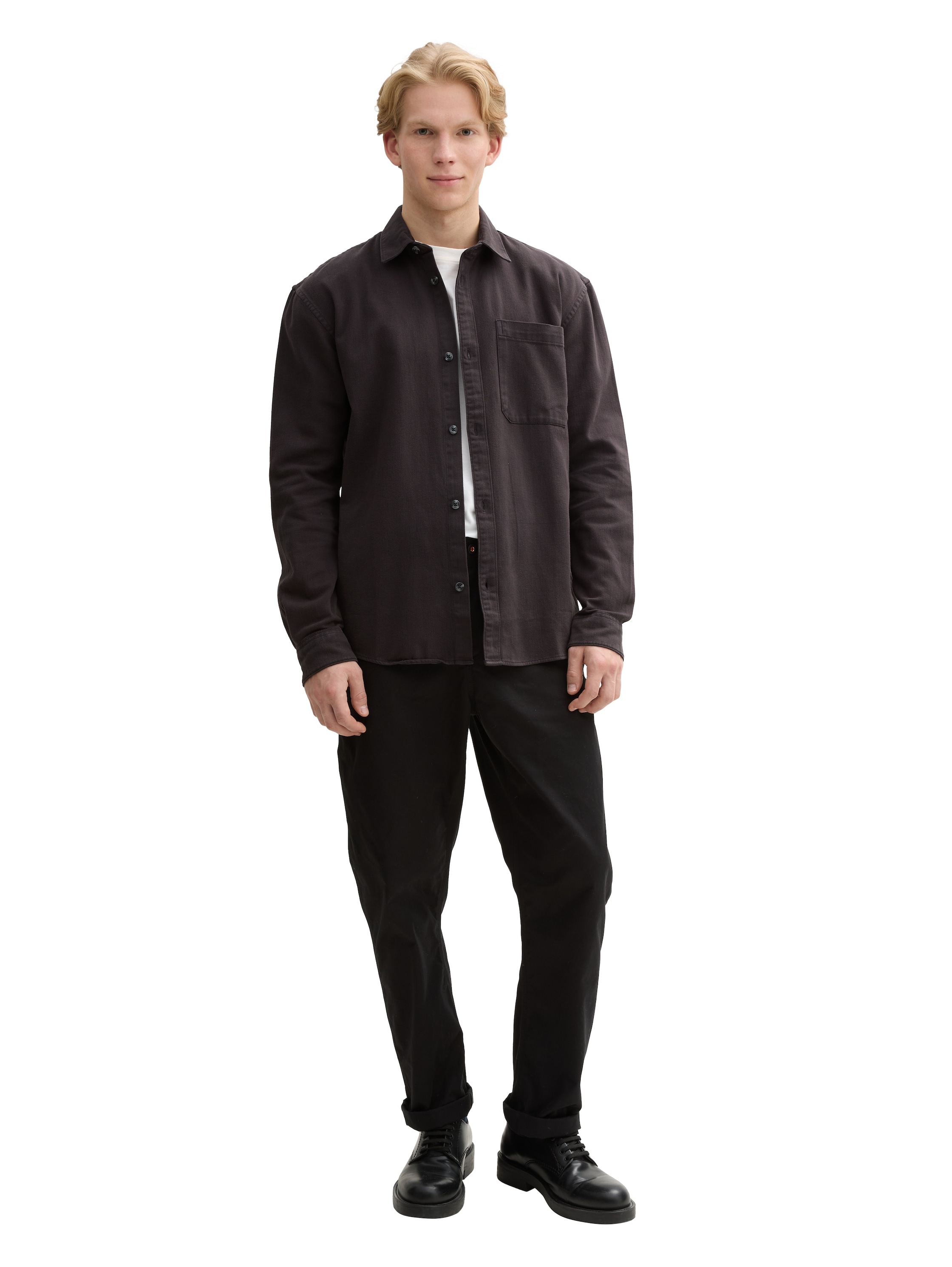 TOM TAILOR Denim Langarmhemd, mit Brusttasche, aus reiner Baumwolle