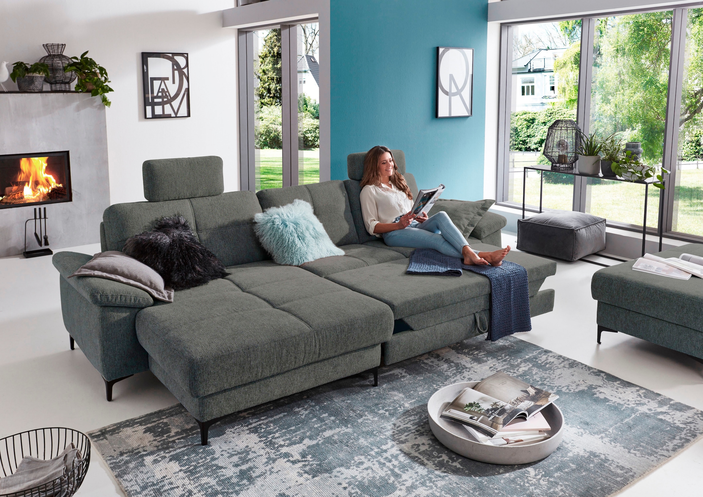 3C Carina Ecksofa »Burnaby bequem und modern, OTTOs Choice, L-Form«, 2 Kopfstützen, optional mit Schlaf- und motorischer Relaxfunktion