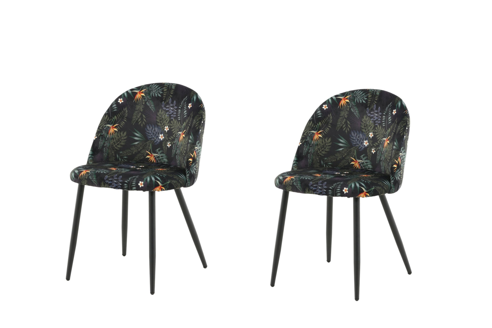 Venture Design Esszimmerstuhl Von Mehrfarbiges Florales Polyester Und Schwarzes Metall - Image 2