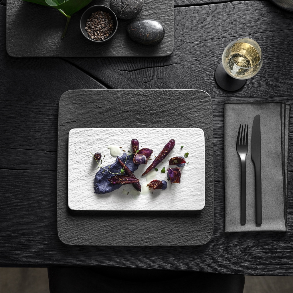 Villeroy & Boch Servierplatte »Multifunktionsteller quadratisch Manufacture Rock Blanc 28 x 17 cm weiß«
