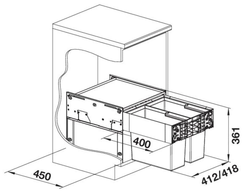 Blanco Mülltrennsystem »Select II 45/2«, 2 Behälter, Kunststoff, Stahlblech, 450 mm Untermass