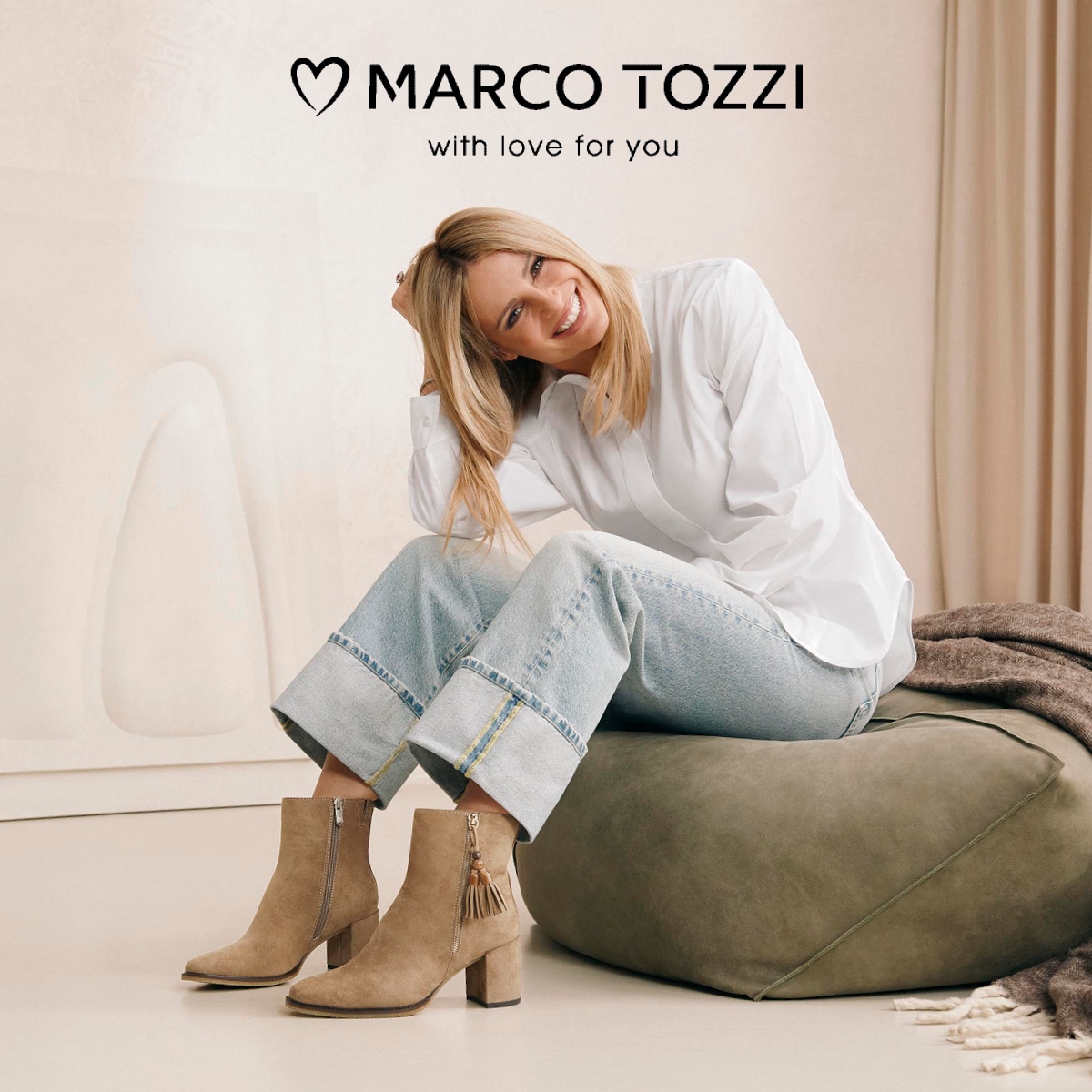 MARCO TOZZI Stiefelette  Cowboy-Boots, Ankle Boots mit Kordel-Schmuckelement