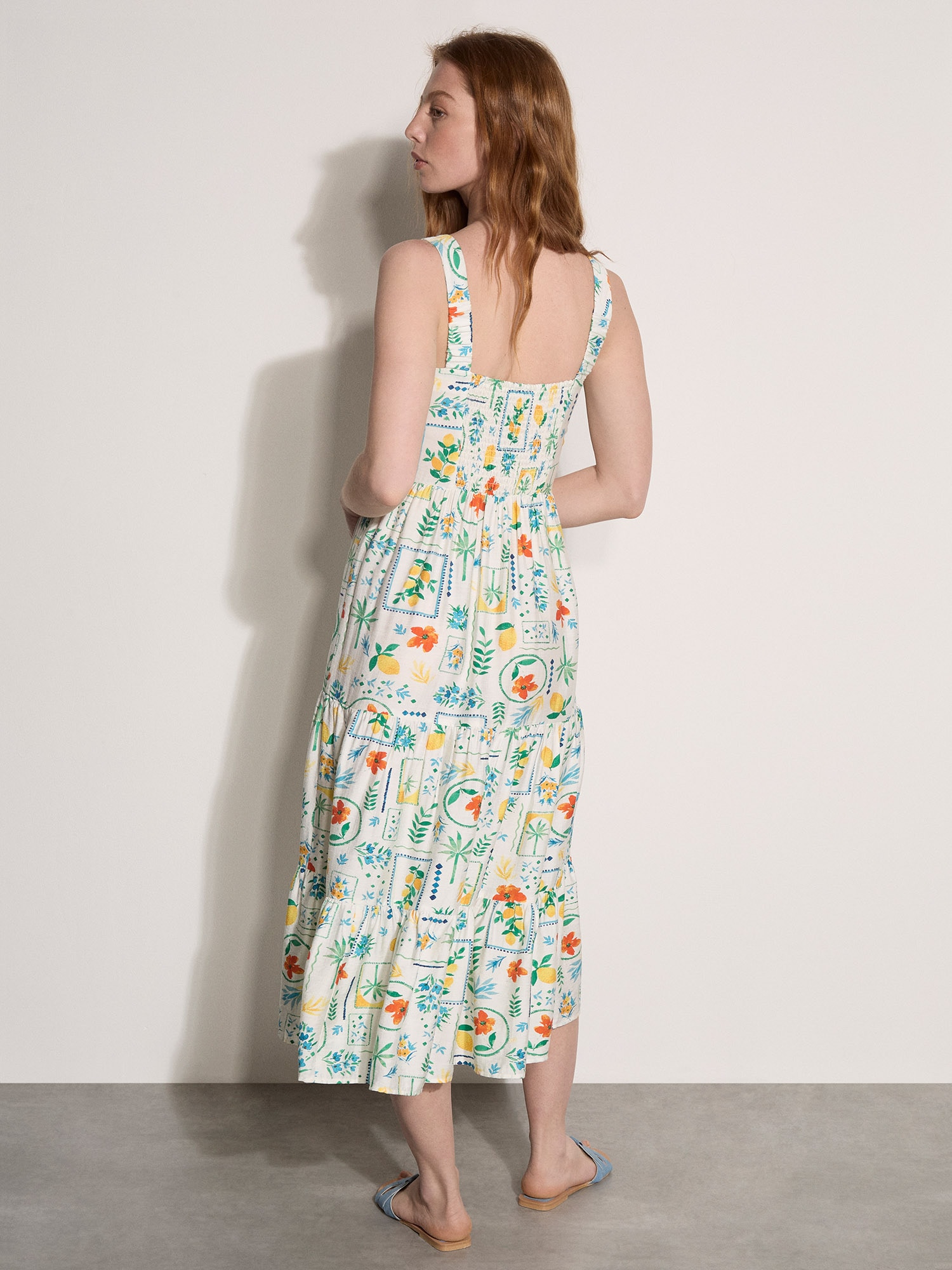 Apricot Midikleid »Midikleid« mit Raffung und Blumenprint