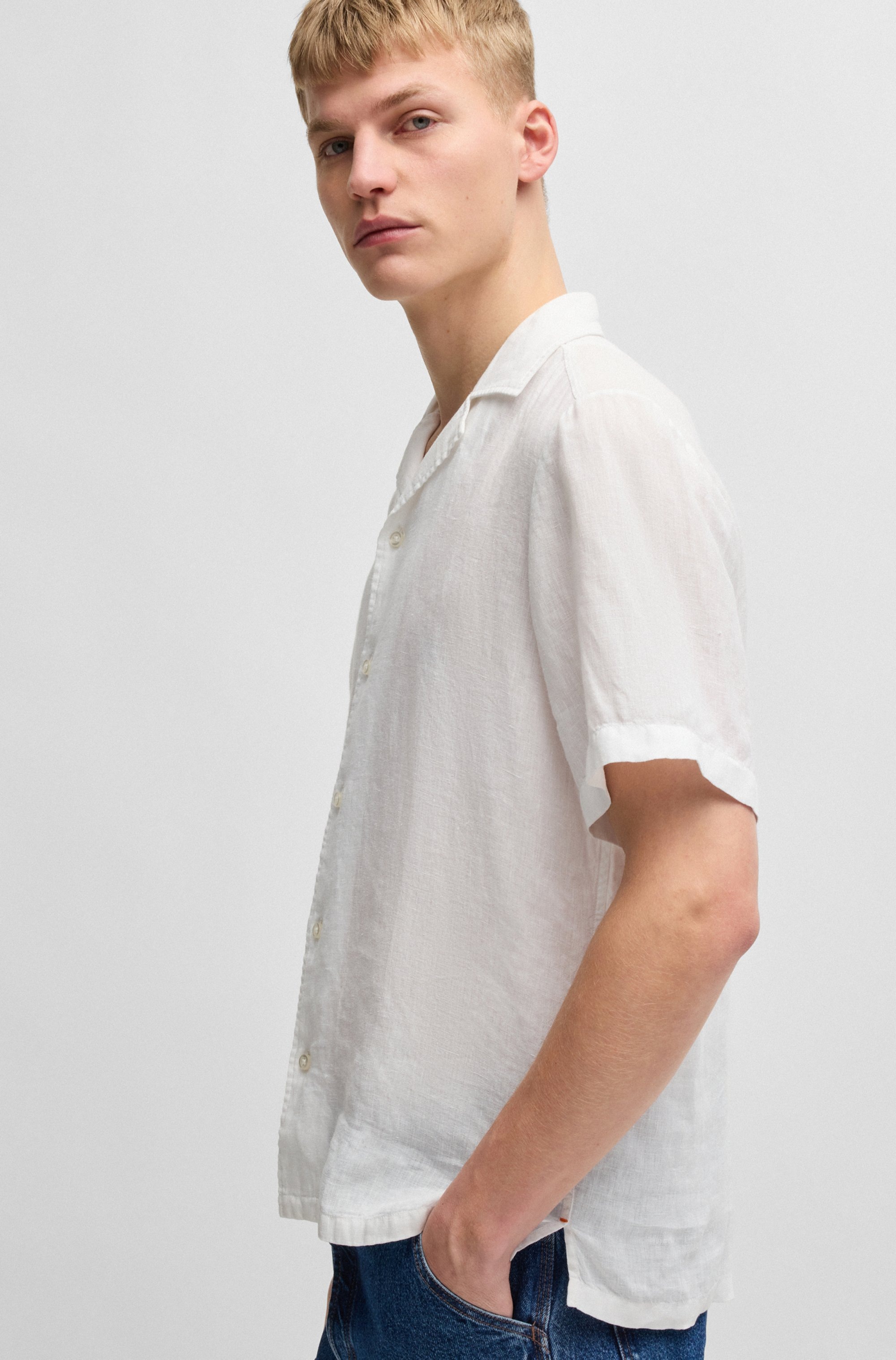 Thumbnail - BOSS ORANGE Kurzarmhemd "Rayer" aus Leinen