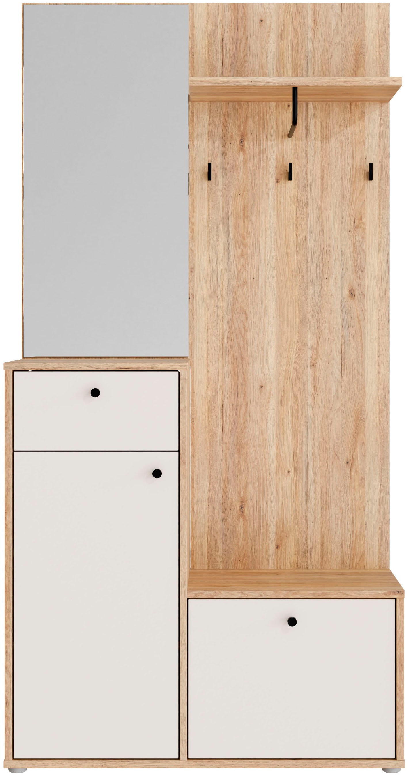 FORTE Kompaktgarderobe Metallgriffe Schwarz B/H/T 95,8/190,7/34,9cm Soft Cl günstig online kaufen