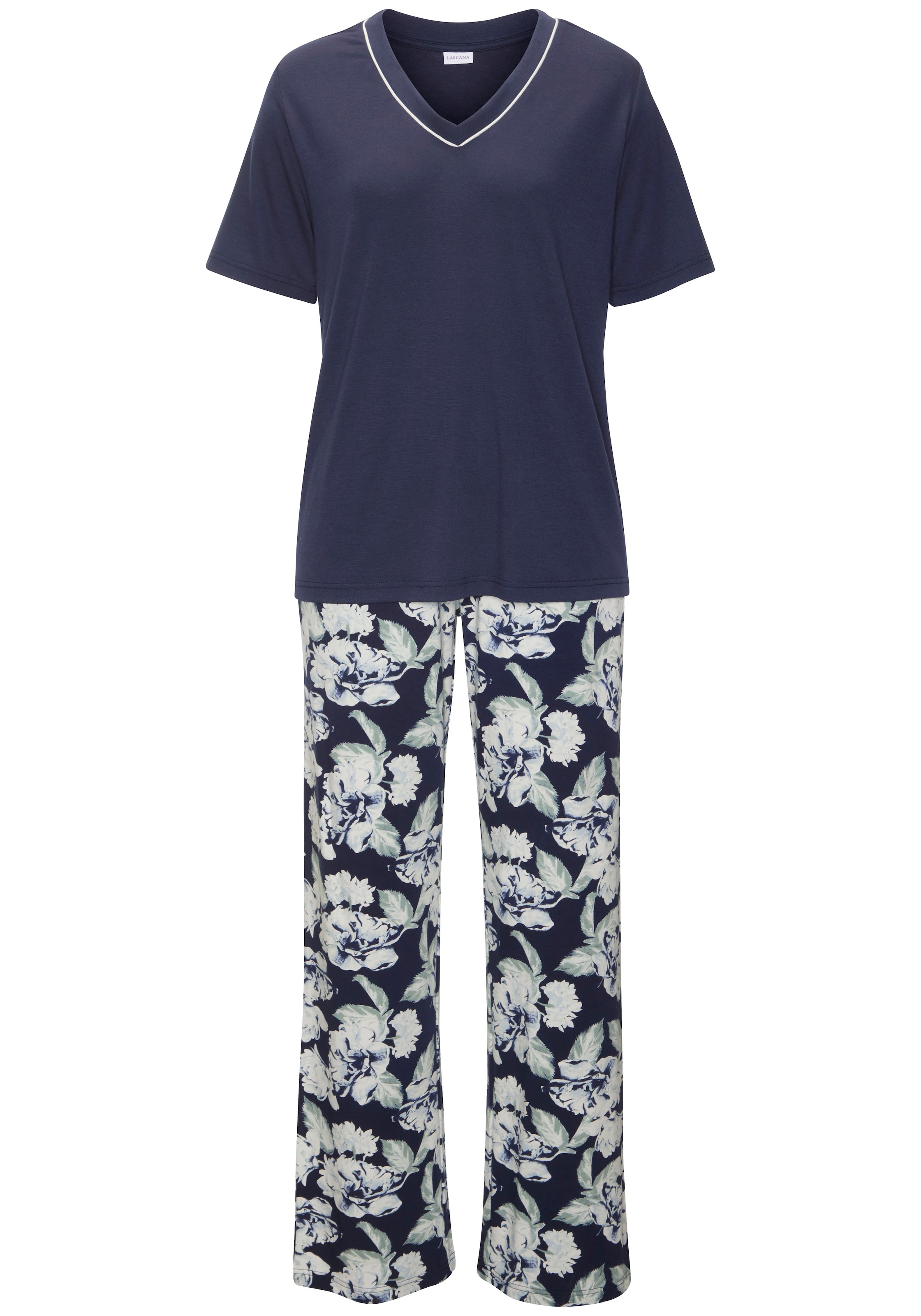 LASCANA Pyjama 2 Stk. tlg., mit schönem Blumenmuster günstig online kaufen