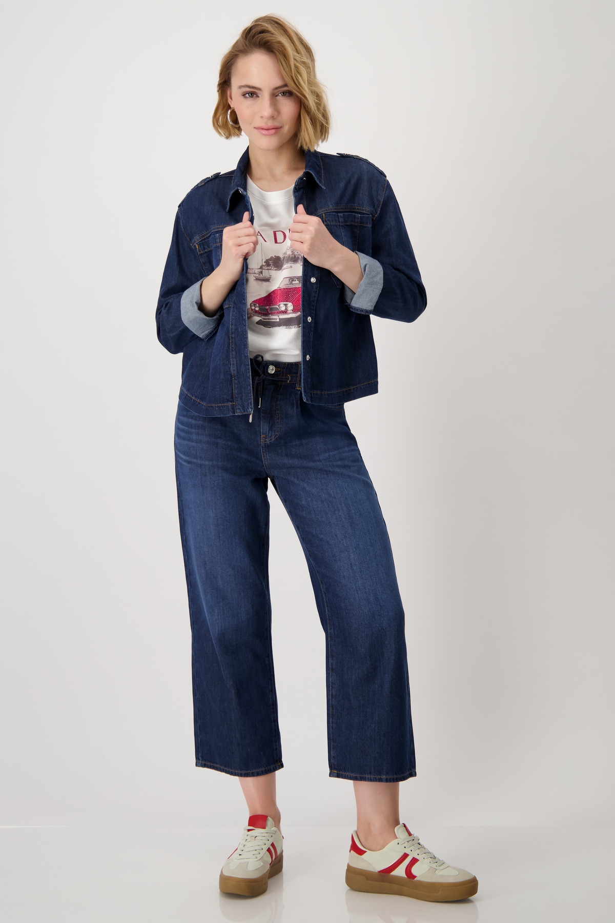 Monari Jeansblazer »Jacke Lyocell«, Mit Rundhalsausschnitt