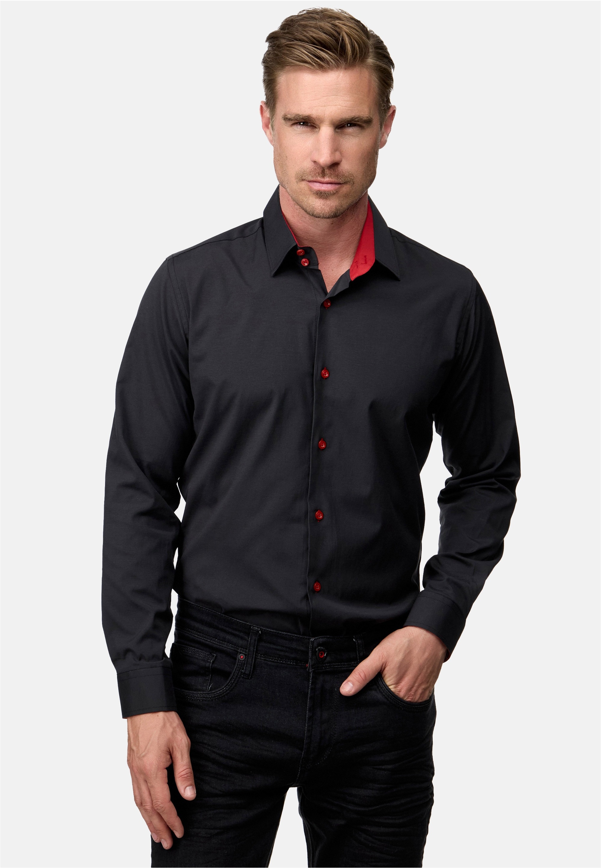 Rusty Neal Langarmhemd "Langarm" im Slim-Fit geschnitten günstig online kaufen