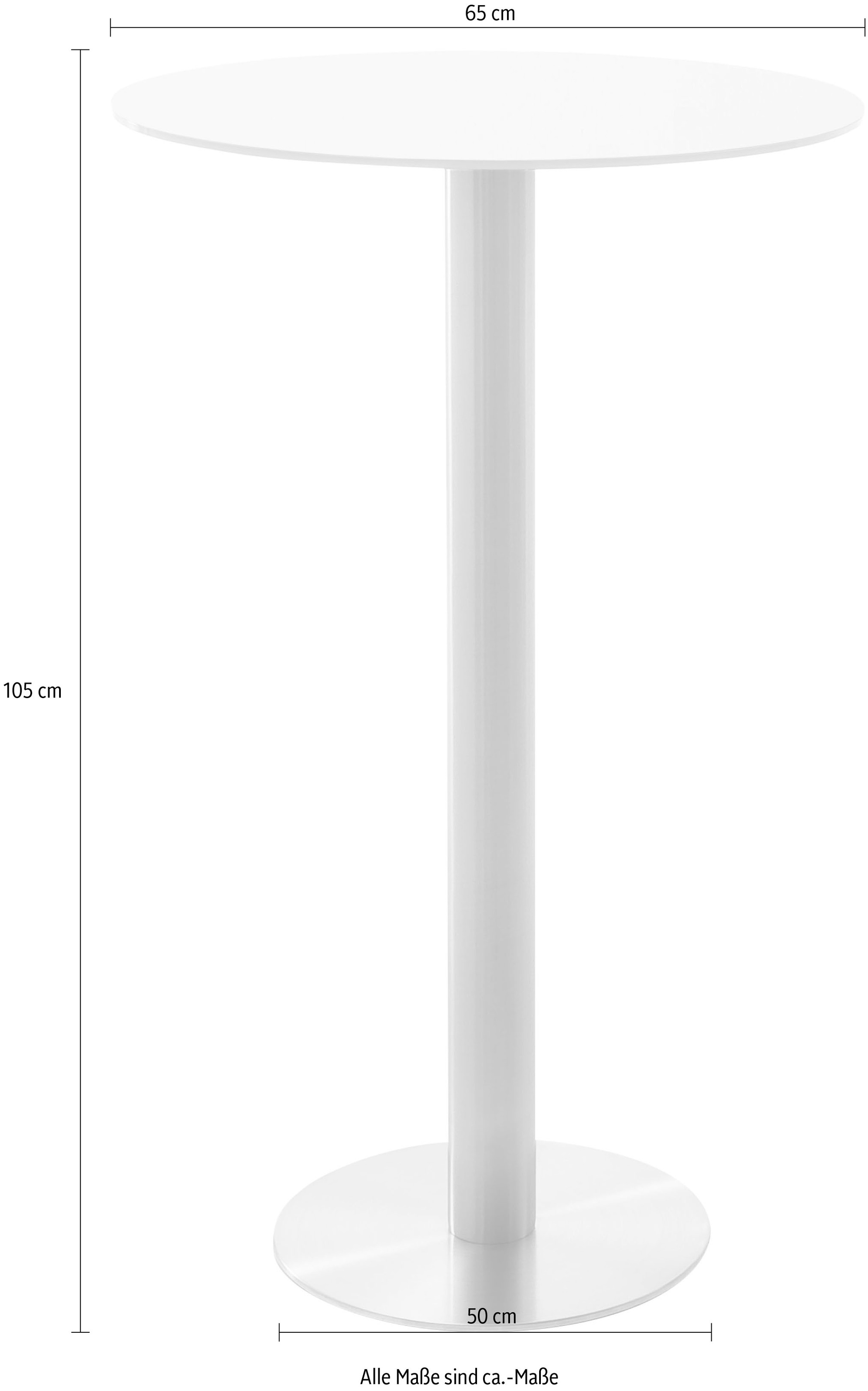 MCA furniture Bartisch »Zarina« Bartisch mit Glaskeramik Tischplatte mit Edelstahl Gestell