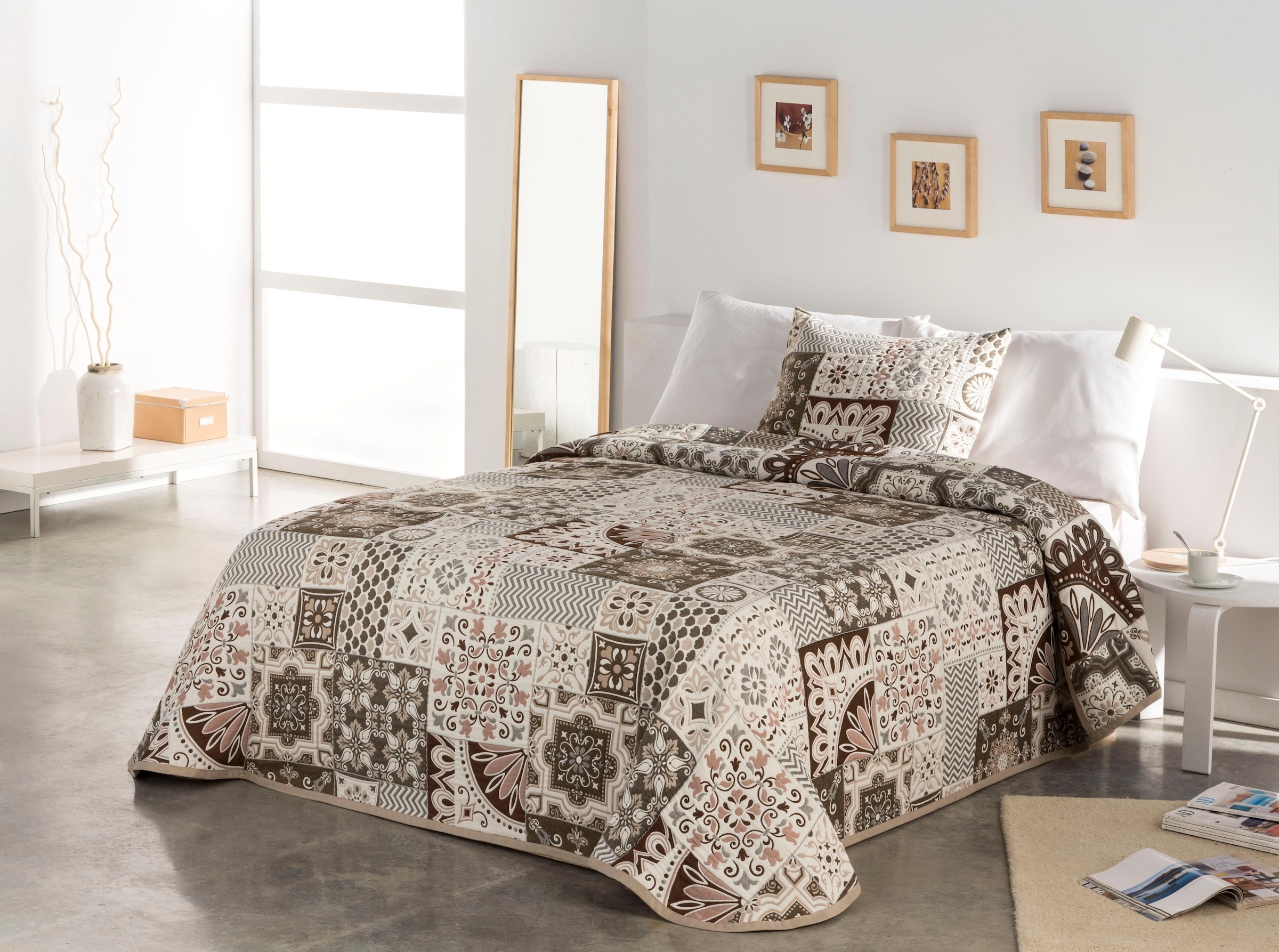 Tagesdecke OTTO HOME, B:280cm L:250cm, beige, Mischgewebe, Tagesdecken, "Sofia", Tagesdecke in Patchwork-Design, für Kinder und Erwachsene