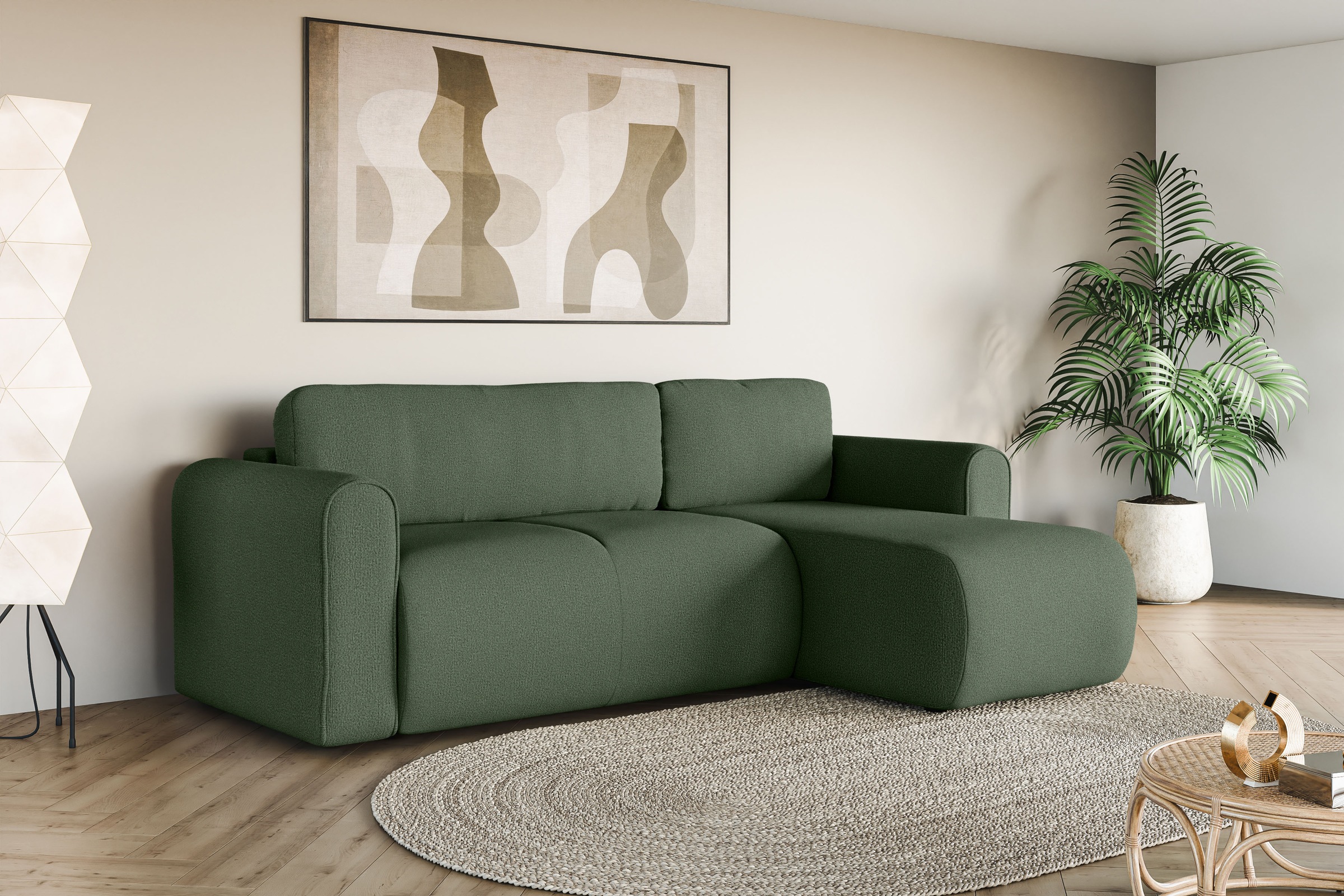 INOSIGN Ecksofa »Zacharia wahlweise Schlafsofa mit Bettkasten, B/T/H 250/166/86 cm«, L-Form mit Wellenunterfederung, Recamiere beidseitig montierbar