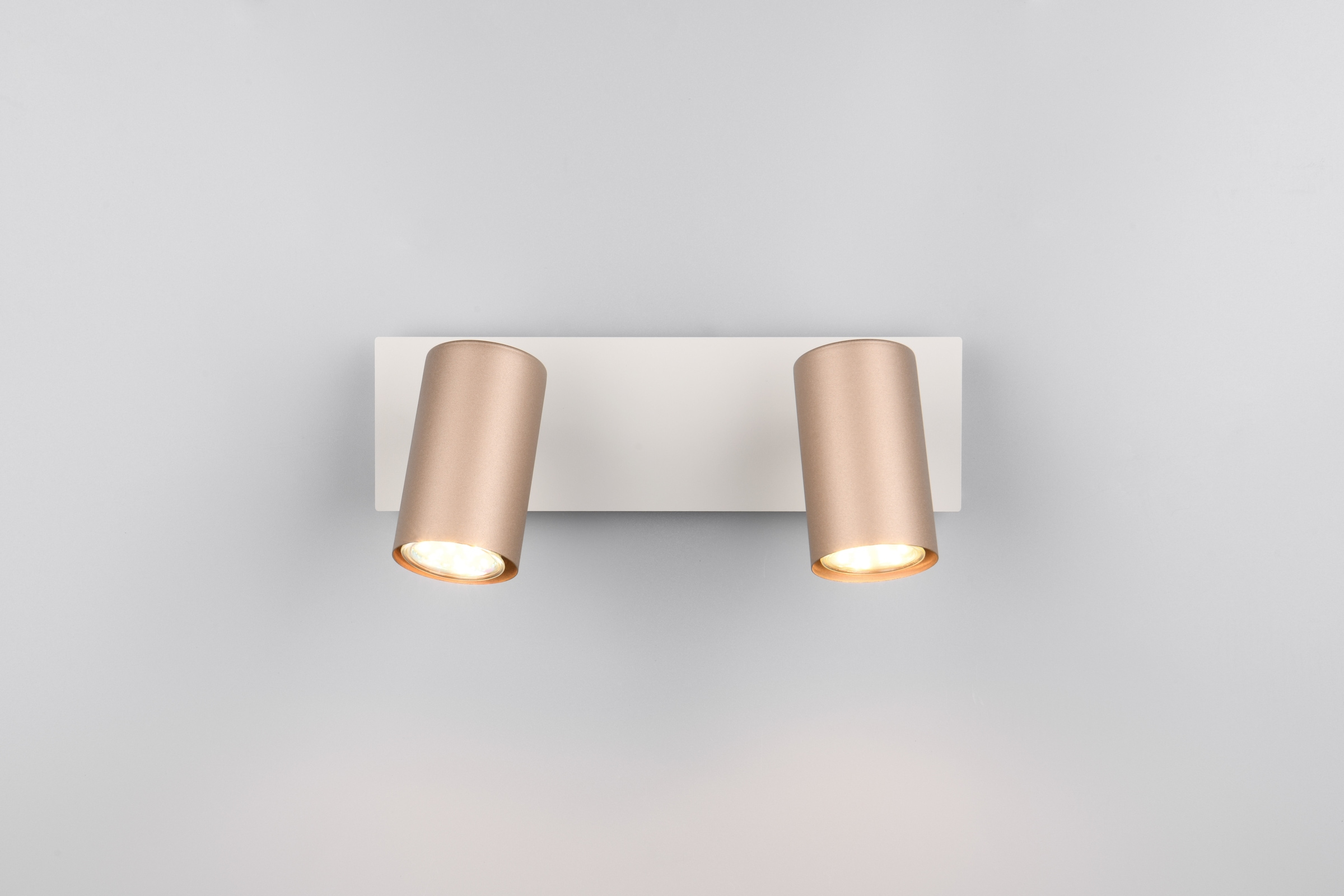 TRIO Leuchten Deckenstrahler »MARLEY, GU10 Deckenspot 1-flammig, exkl 2x GU10 max 35W, Wandspot«, 2 flammig, Leuchtmittel GU10 | Leuchtmittel wechselbar, flexibel verstellbarer GU10 Deckenspot in coffee + warm grey, 30x9 cm