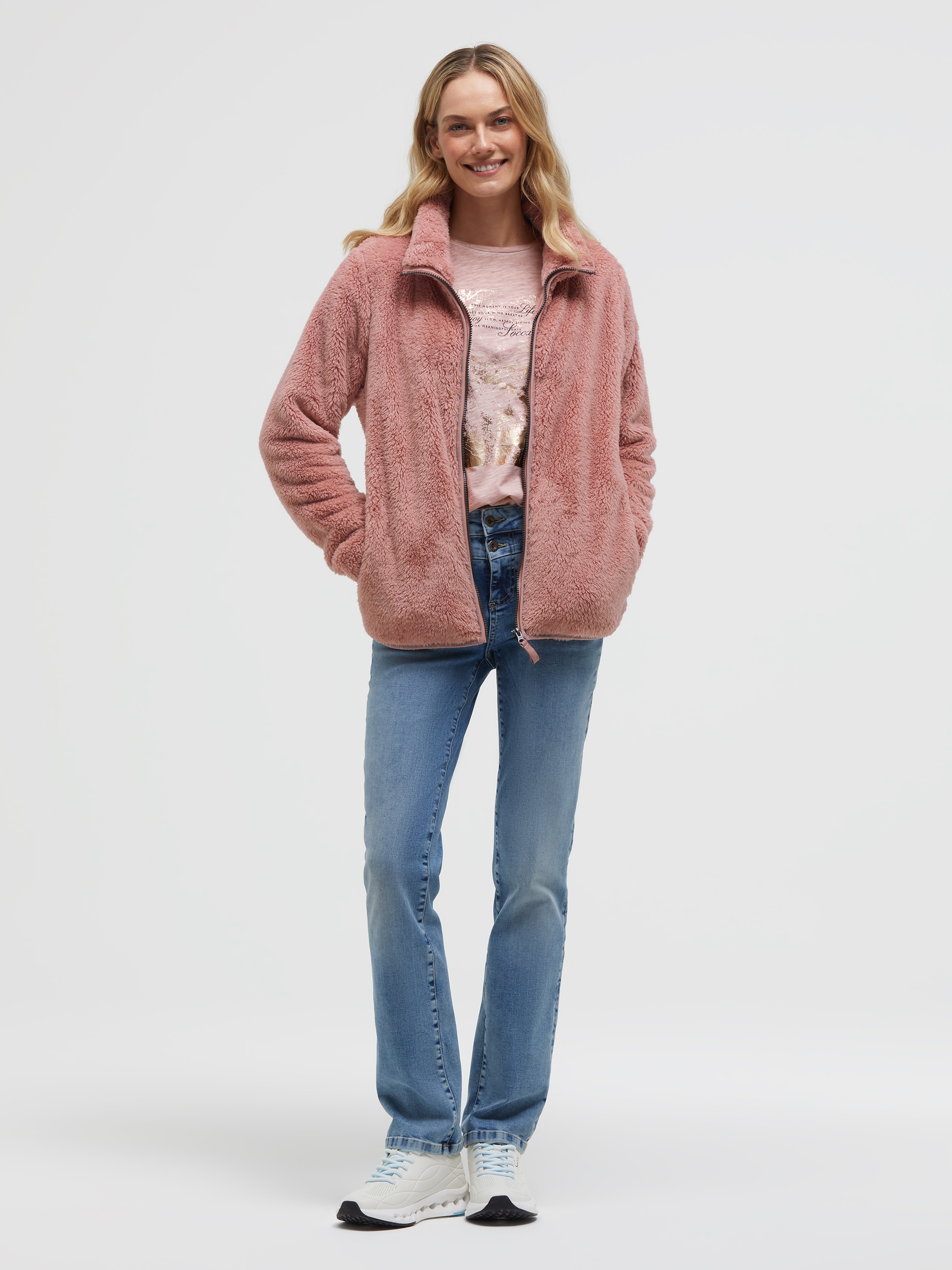 SOCCX Fleecejacke ohne Kapuze mit Stehkragen