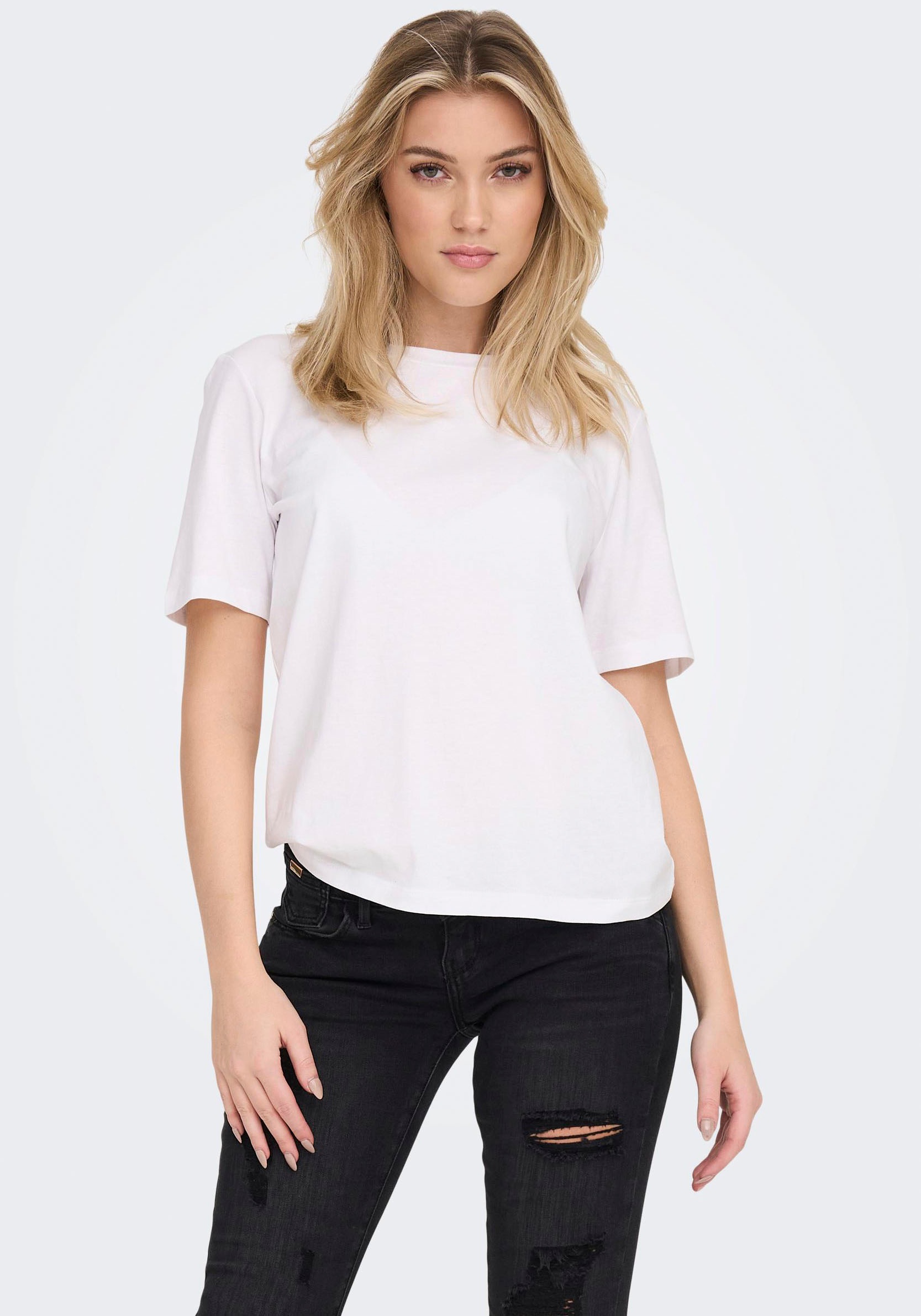 ONLY Kurzarmshirt "ONLONLY – T-Shirt mit Rundhals und klassischem Schnitt", günstig online kaufen