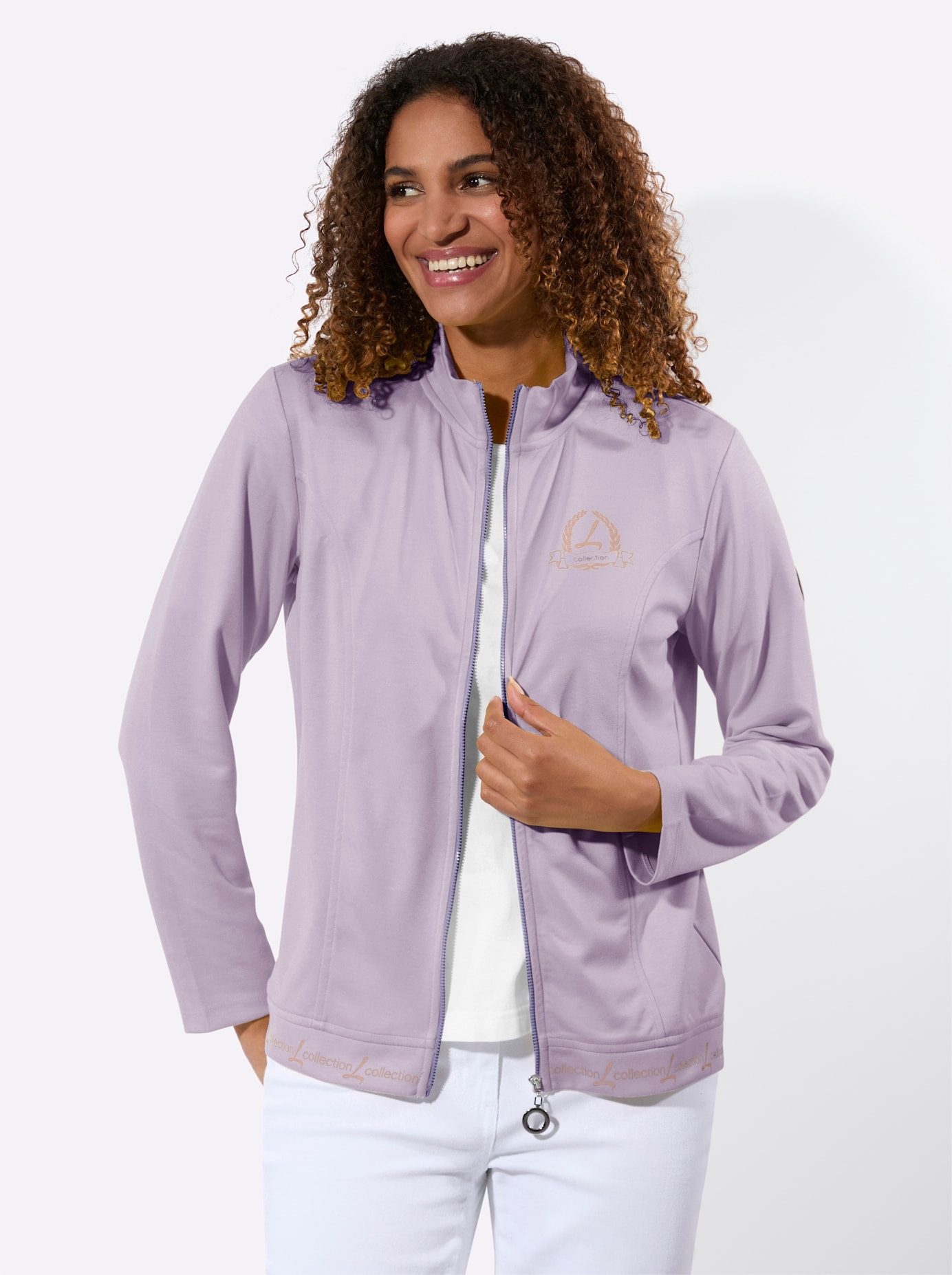 Shirtjacke CASUAL LOOKS "Shirtjacke", Damen, Gr. 52, flieder, 50% Modal, 44% Polyester, 6% Elasthan, unifarben, Shirts Shirtjacke