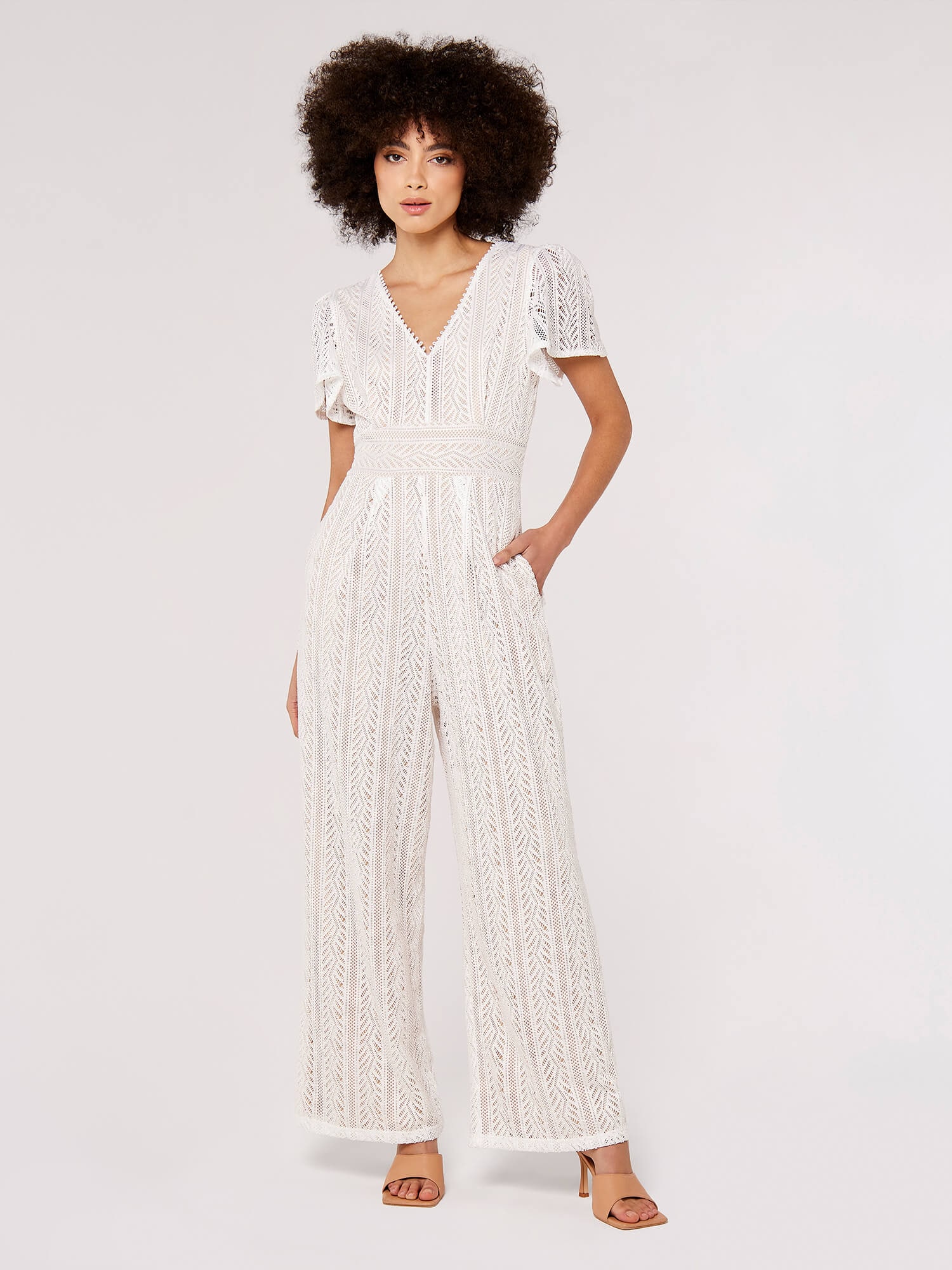 "Jumpsuit APRICOT ""Jumpsuit"", Damen, Gr. S (36), N-Gr, weiß, gewebt, Obermaterial: 100% Polyester PES., uni, figurbetont lang, Hosen Jumpsuit, mit