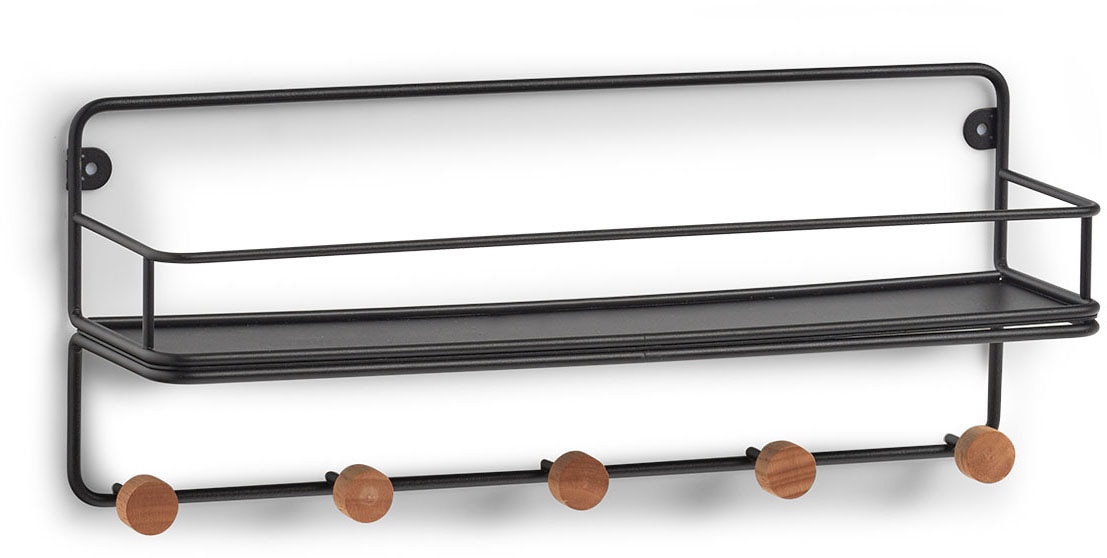 Zeller Present Dekoablage "Wandregal m. Haken, Metall/Holz, schwarz" Indust günstig online kaufen