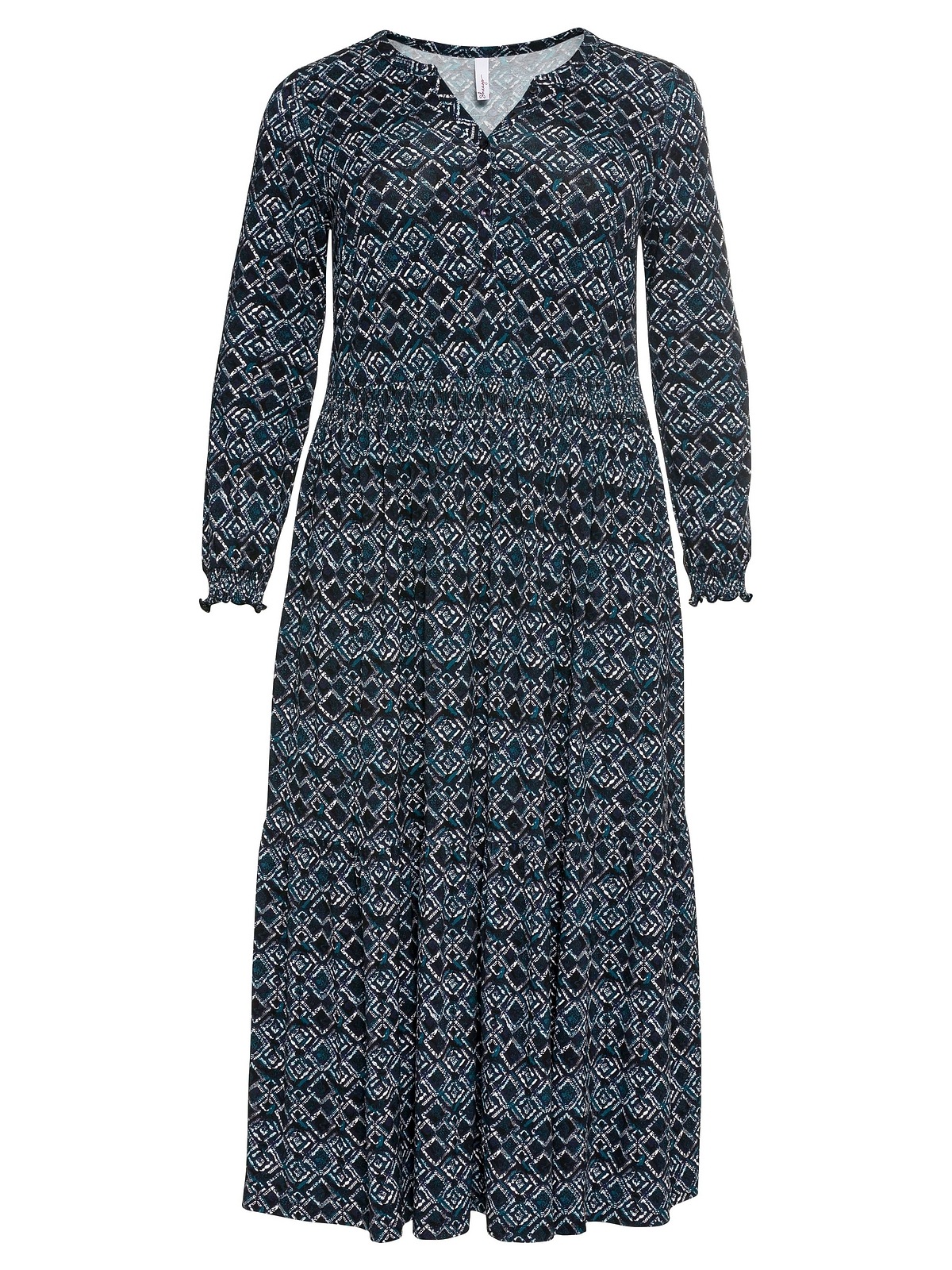 Sheego Jerseykleid »Große Größen«, mit Alloverdruck und Smokdetails online  kaufen | BAUR