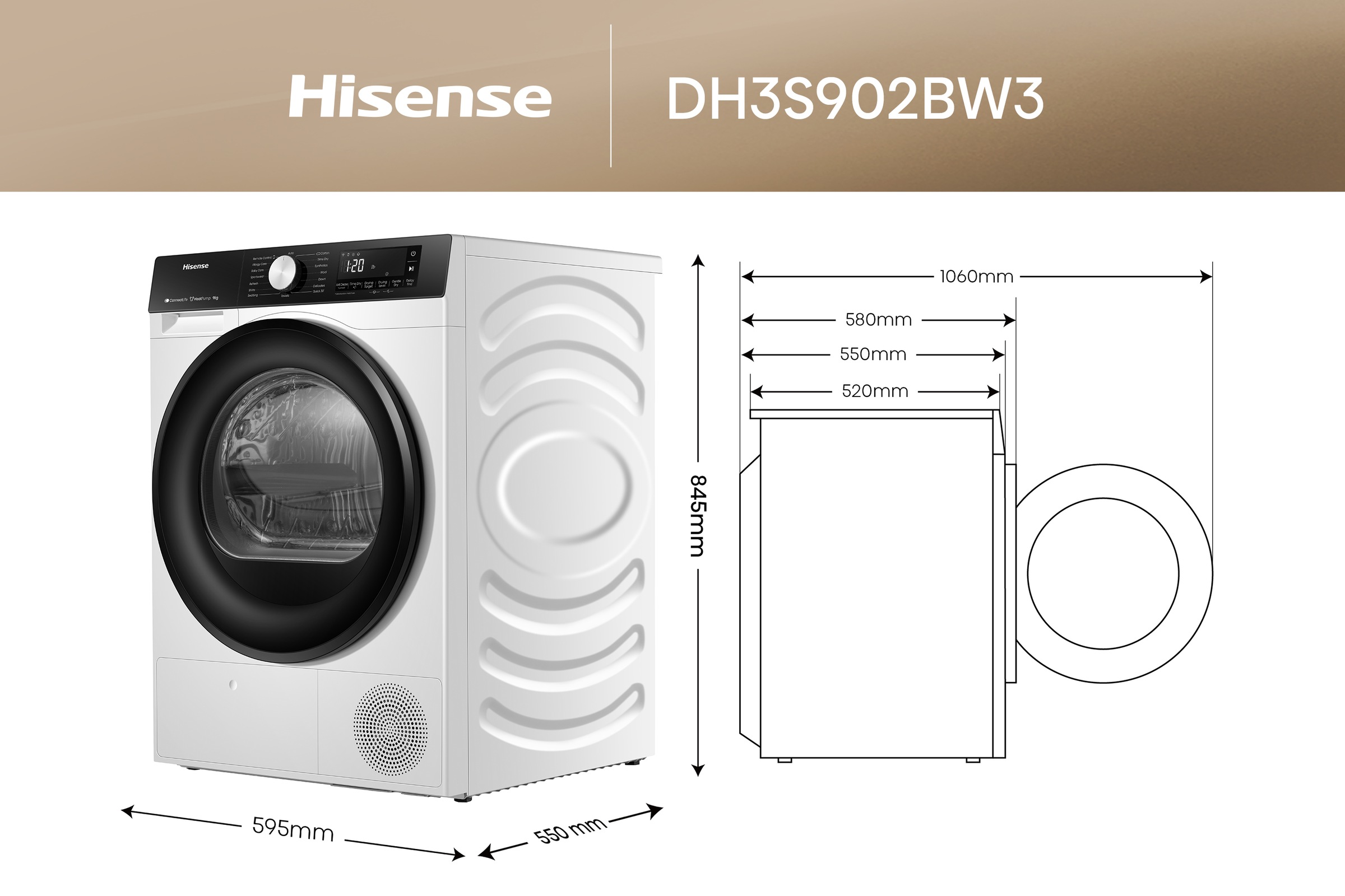 Hisense Wärmepumpentrockner »DH3S902B«, 9 kg