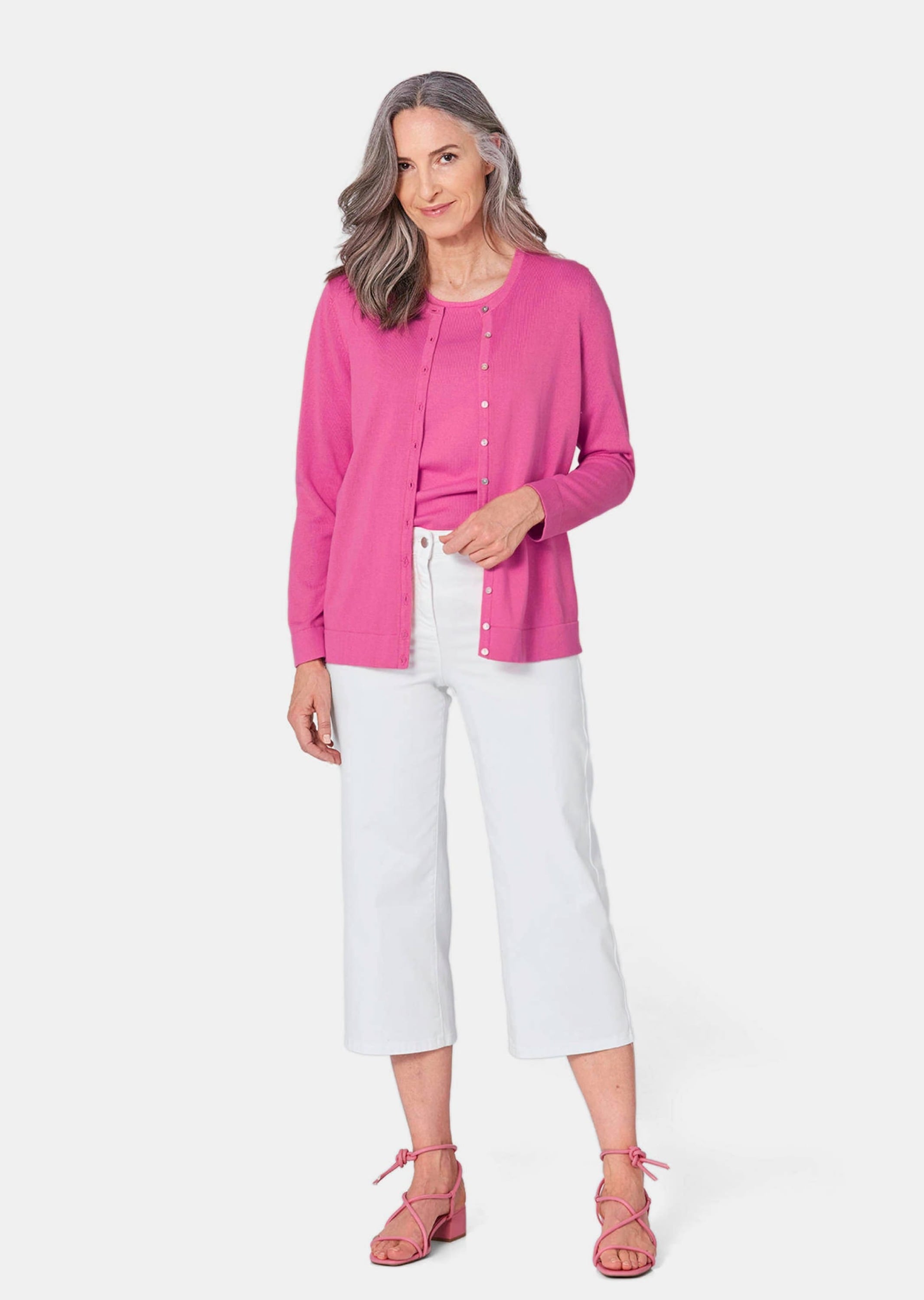 GOLDNER Strickpullover »Figurnahes Twin-Set aus Pima-Baumwolle«