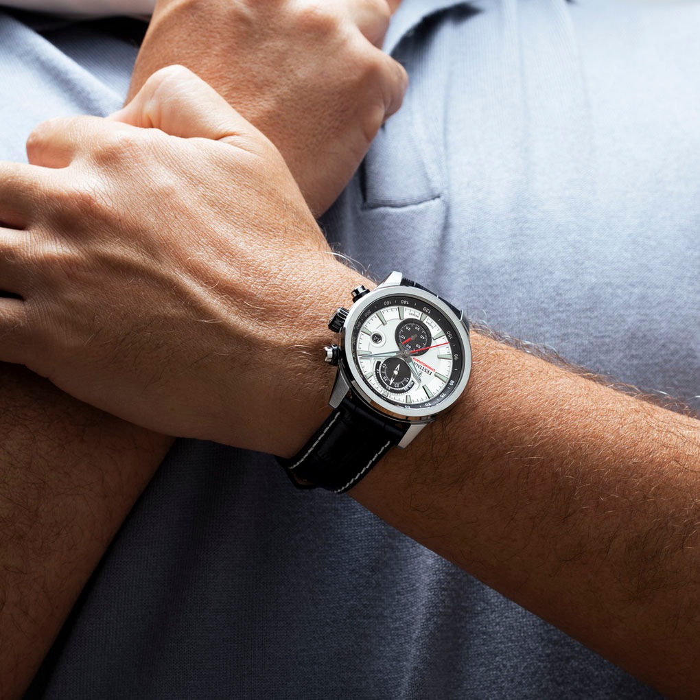 Festina Chronograph »Timeless Chronograph«, Quarzuhr, Armbanduhr, Herrenuhr, Lederarmband, analog, Tag