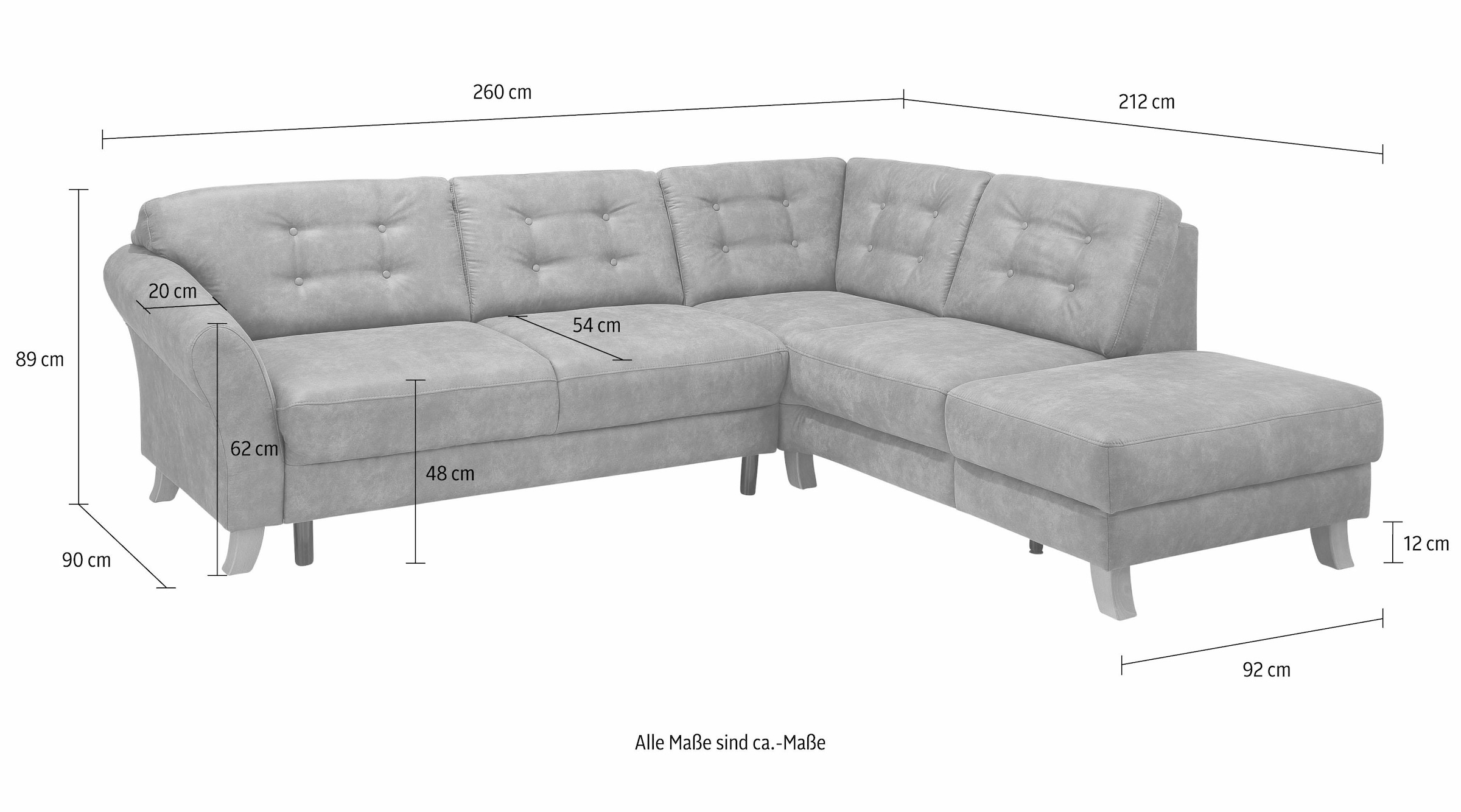 Home affaire Ecksofa »Trondheim L-Form«, mit Federkern