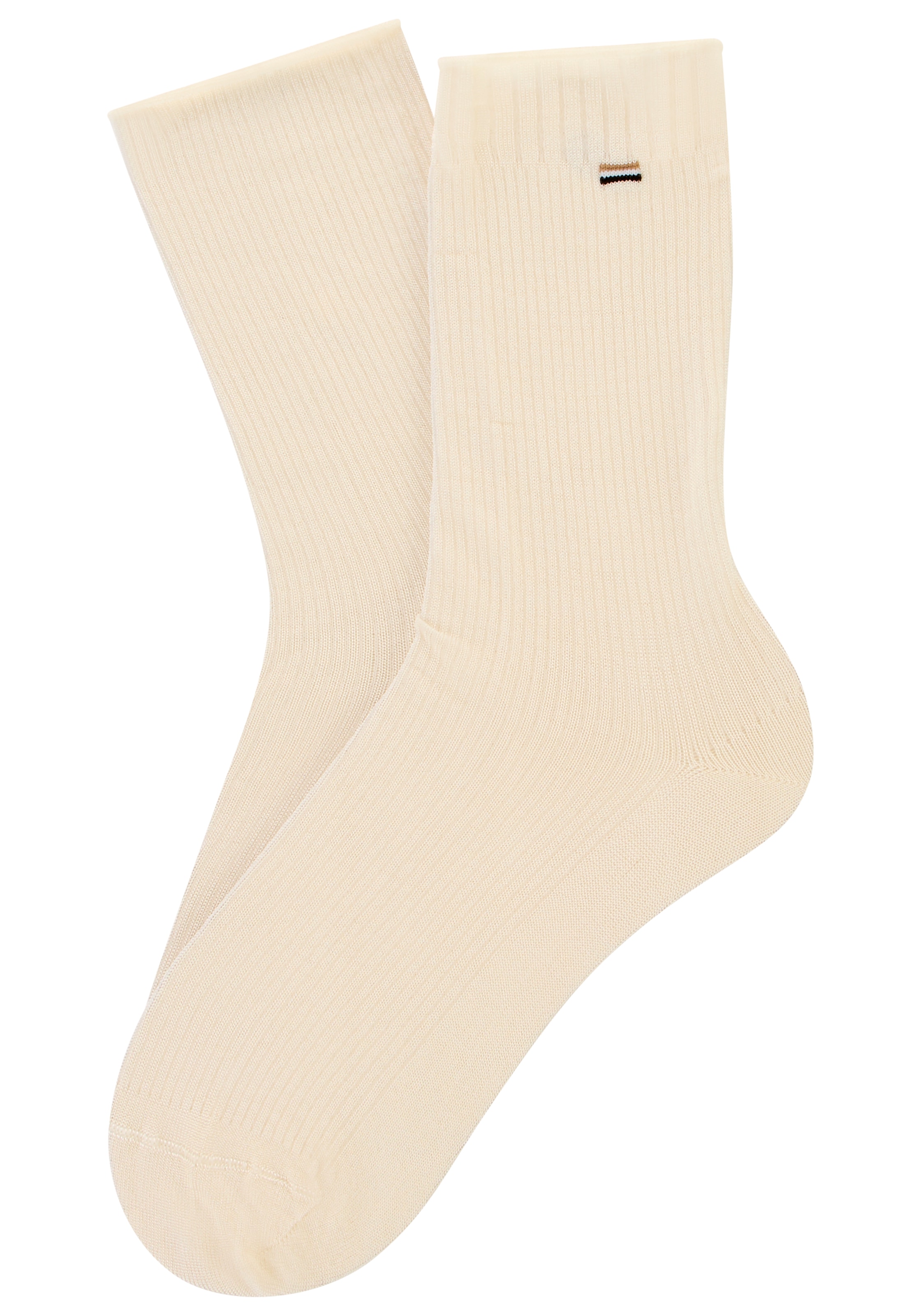 BOSS Feinsocken Packung, 2 Paar tlg. fein gerippt, verstärkte Fersen- und Zehenpartie
