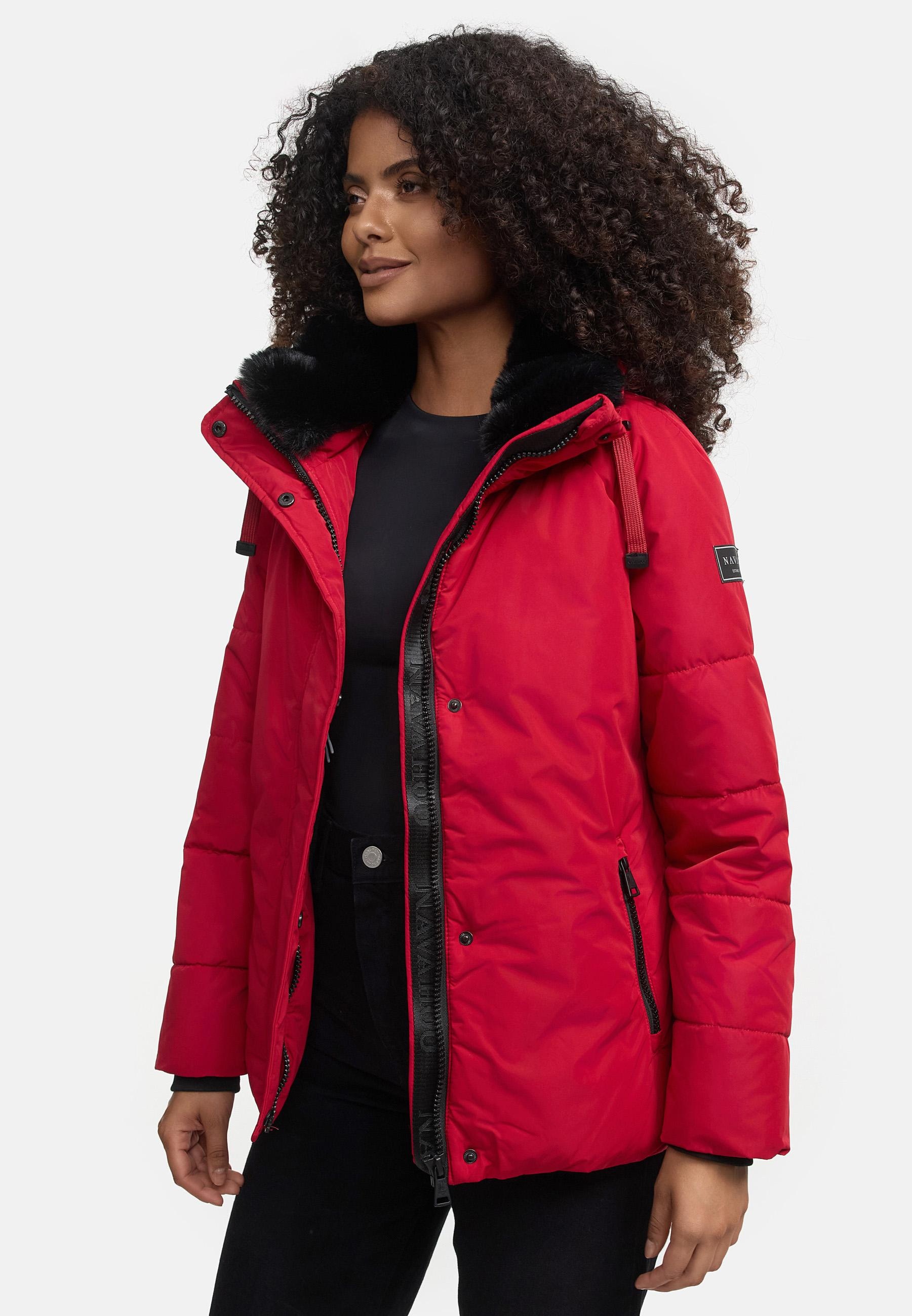 Navahoo Winterjacke »Frostii XIV«, ohne Kapuze, modische Damen Winter Steppjacke mit Kunstfellkragen