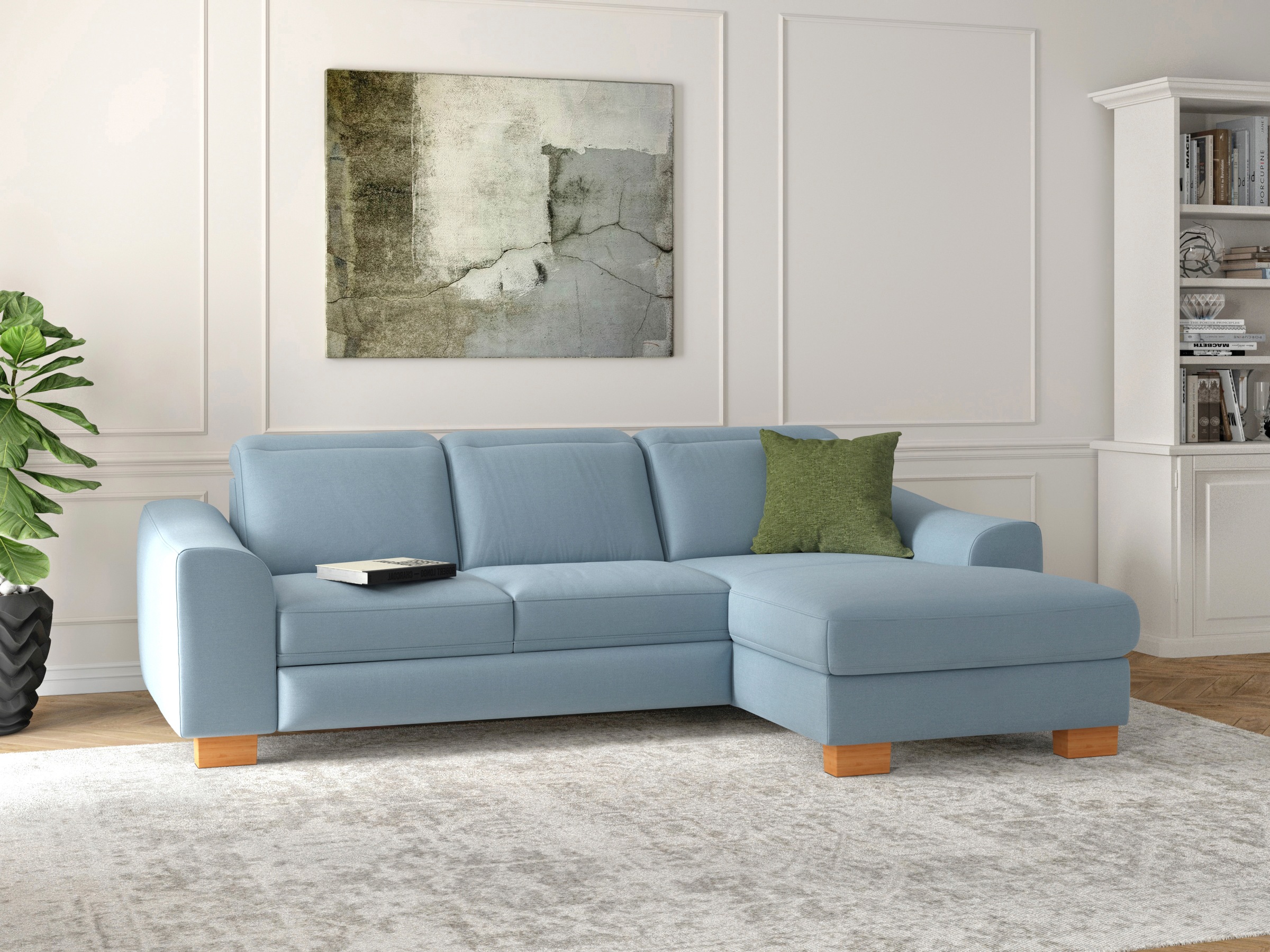 sit&more Ecksofa »Dundee L-Form«, mit Federkern und Massivholzfüßen, wahlweise mit Kopfteilverstellung
