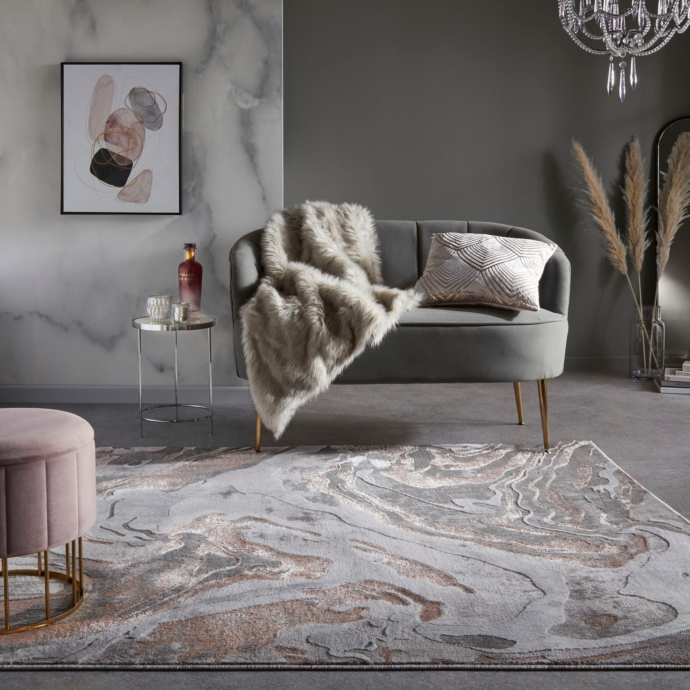 »Marbled«, Glanz, Teppich modernes | Marmor-Design mehrfarbig, RUGS BAUR rechteckig, dezenter FLAIR kaufen