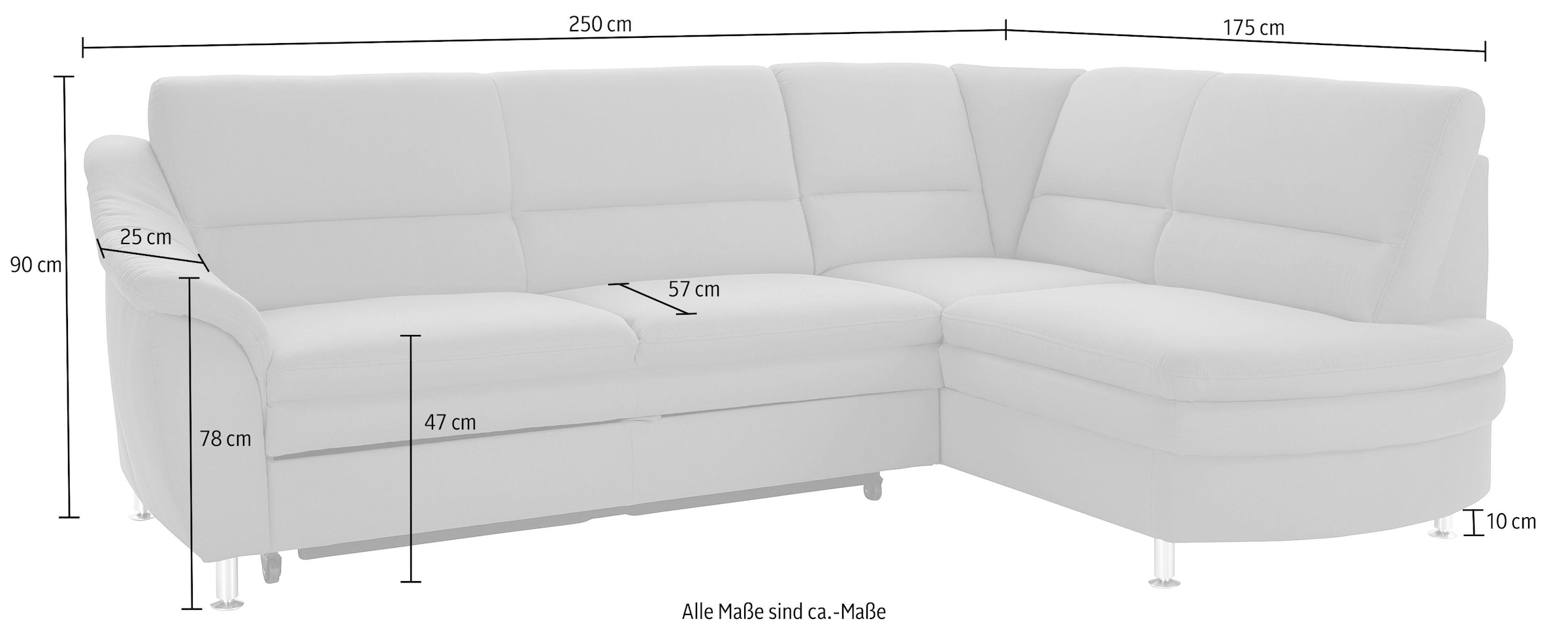 sit&more Ecksofa »Cardoso L-Form«, mit Federkern, wahlweise mit Bettfunktion und Schubkasten