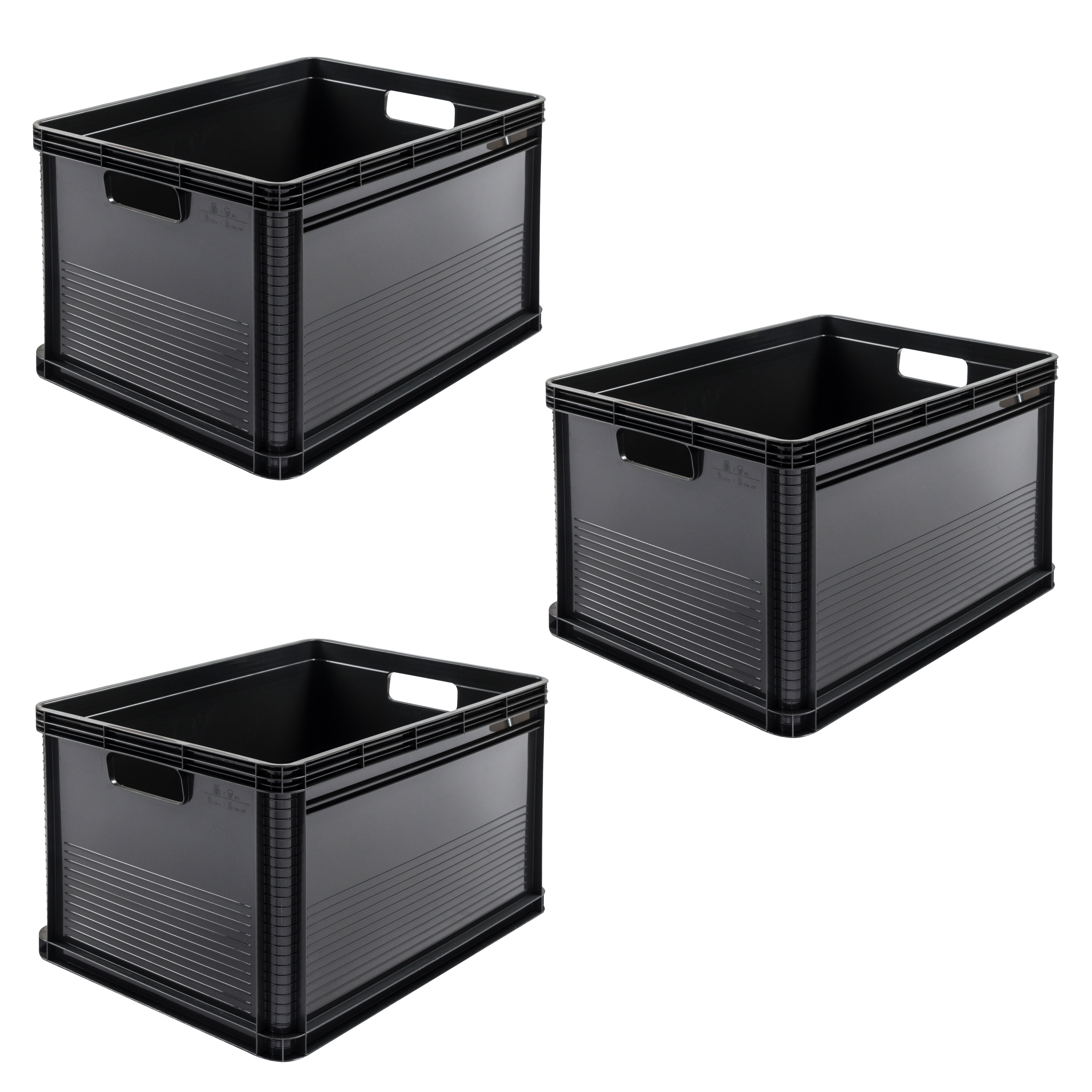 keeeper Transportbehälter "Transportbox robert, 3er Set, 64 L, 60 x 40 x 32 cm" 40 cm breit 32 cm hoch 60 cm lang Set, 3 Stk. tlg. säure- und laugenbeständig, 60 kg Tragkraft
