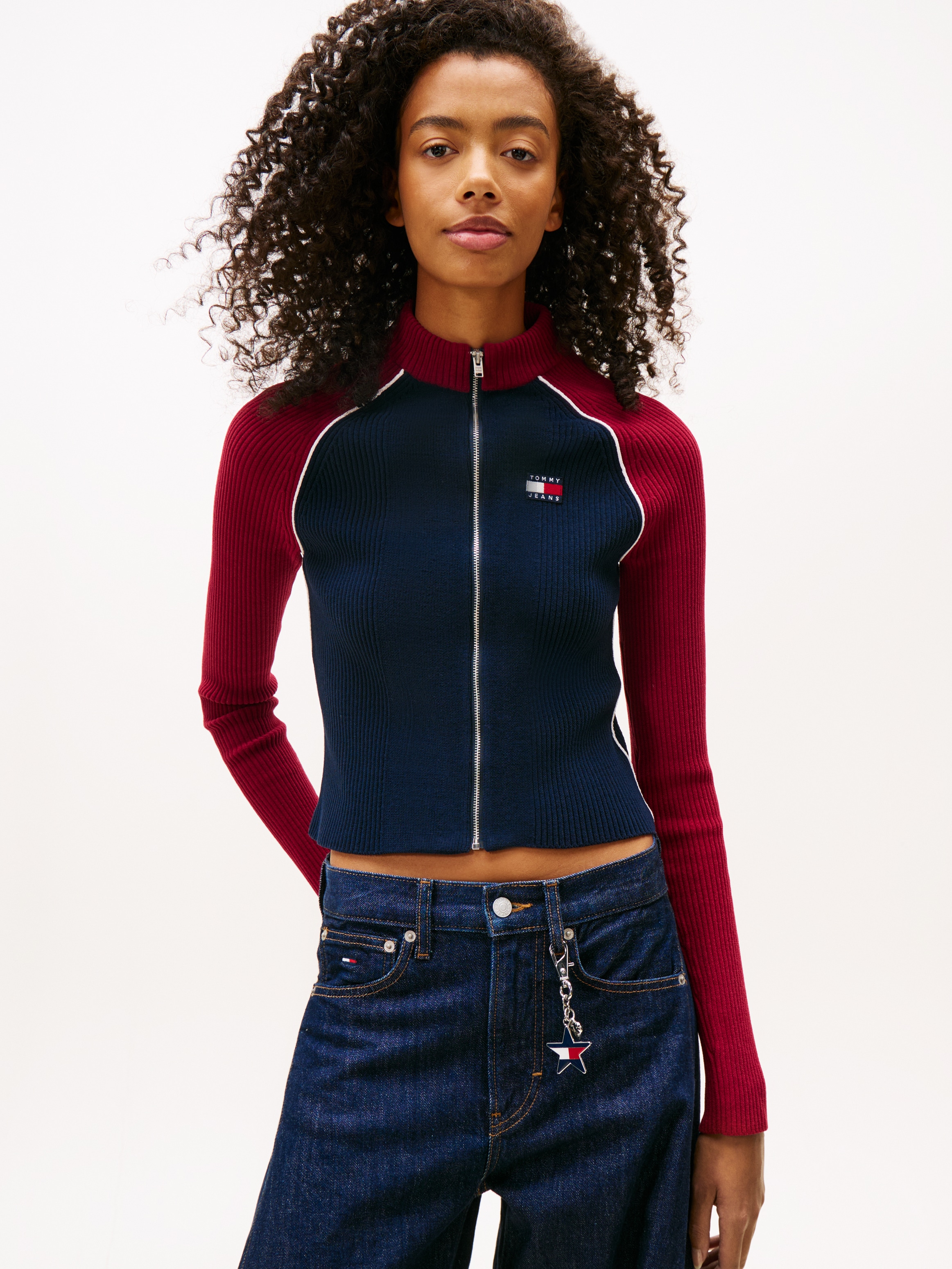 Tommy Jeans Strickjacke "TJW COLORBLOCK ZIP THRU CARDIGAN" günstig online kaufen