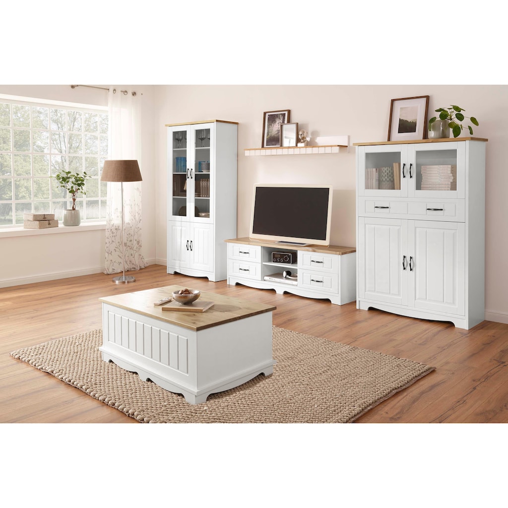 Home affaire Wohnwand »Trinidad«, (Set, 4 St.), Set aus 1 Vitrine, 1 Lowboard, 1 Highboard, 1 Wandboard