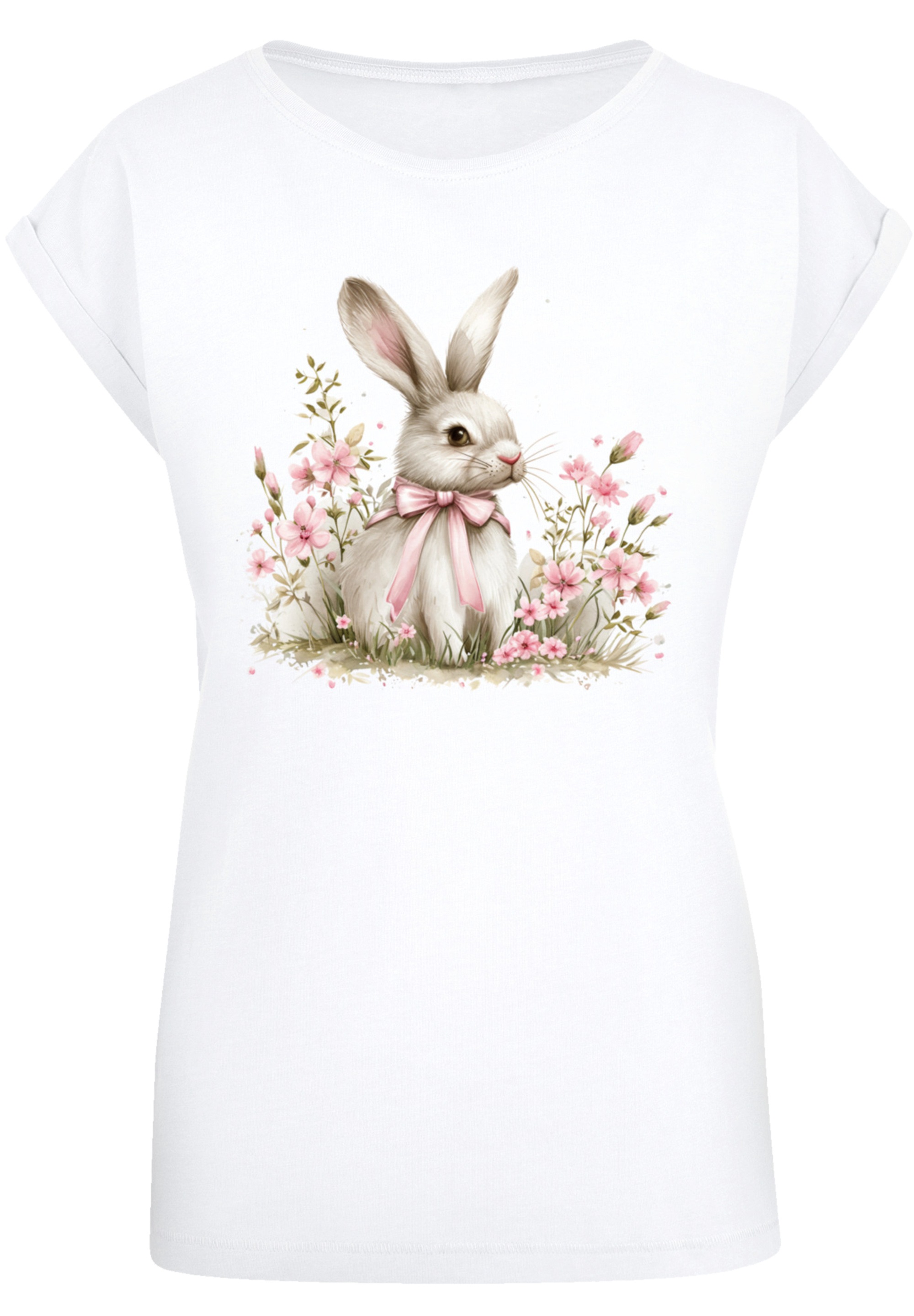 F4NT4STIC T-Shirt »Niedlicher Osterhase mit Blumen«, Premium Qualität