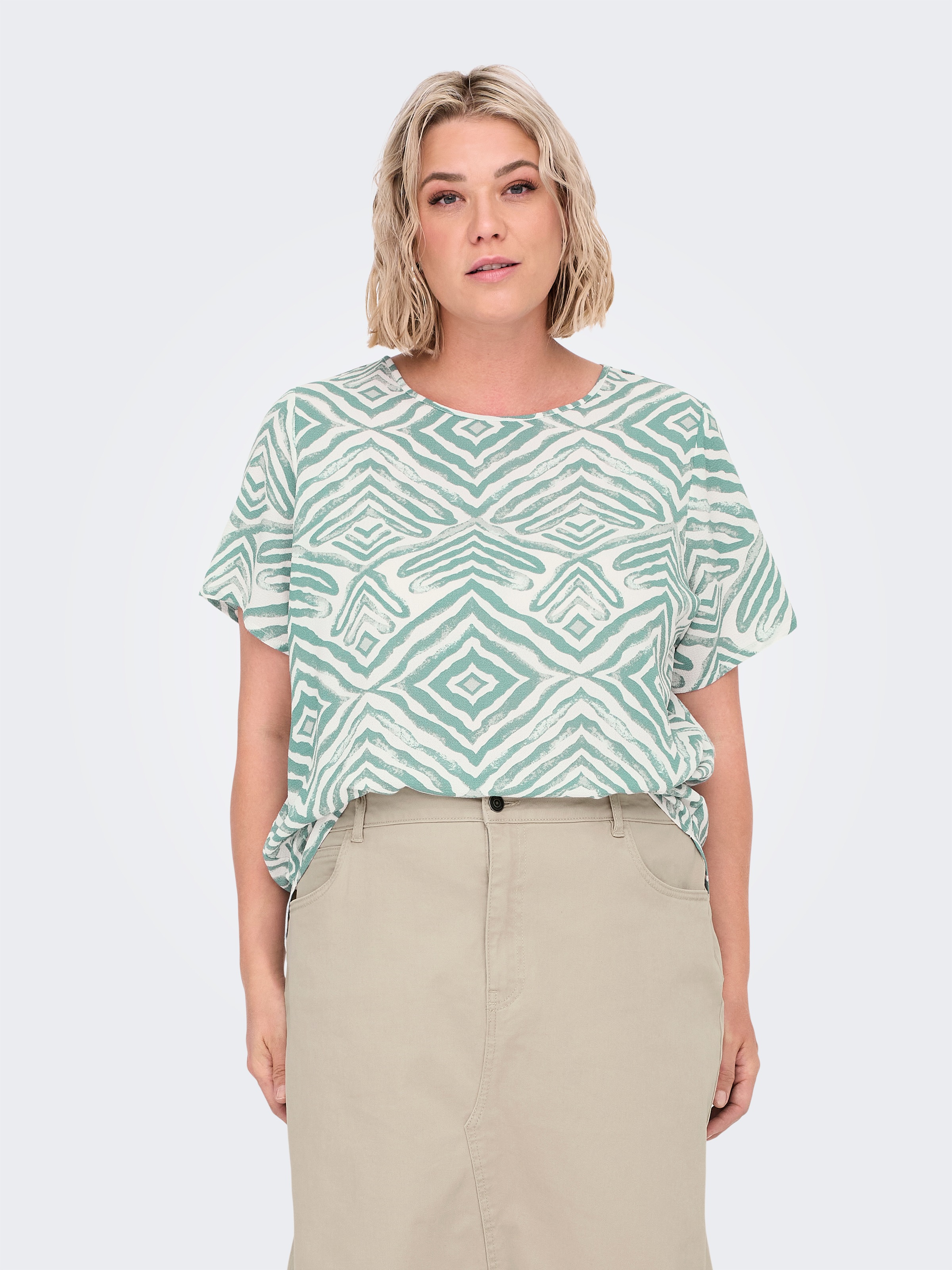 ONLY CARMAKOMA Shirtbluse "CARVICA SS TOP WVN NOOS" Materialmix, regular fi günstig online kaufen