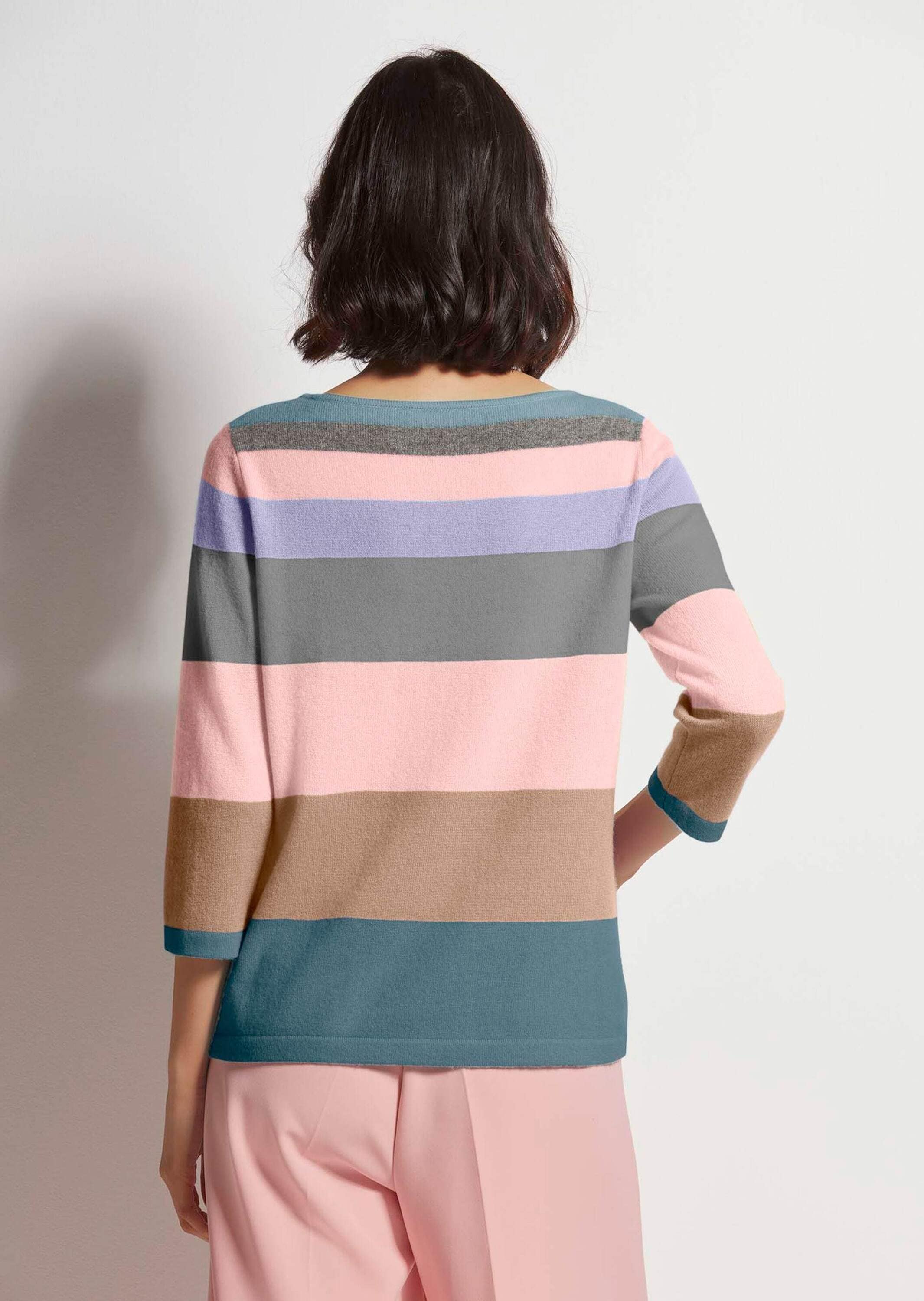 MADELEINE Longpullover »Pullover Kurzer Kaschmir-Pullover mit Streifen«