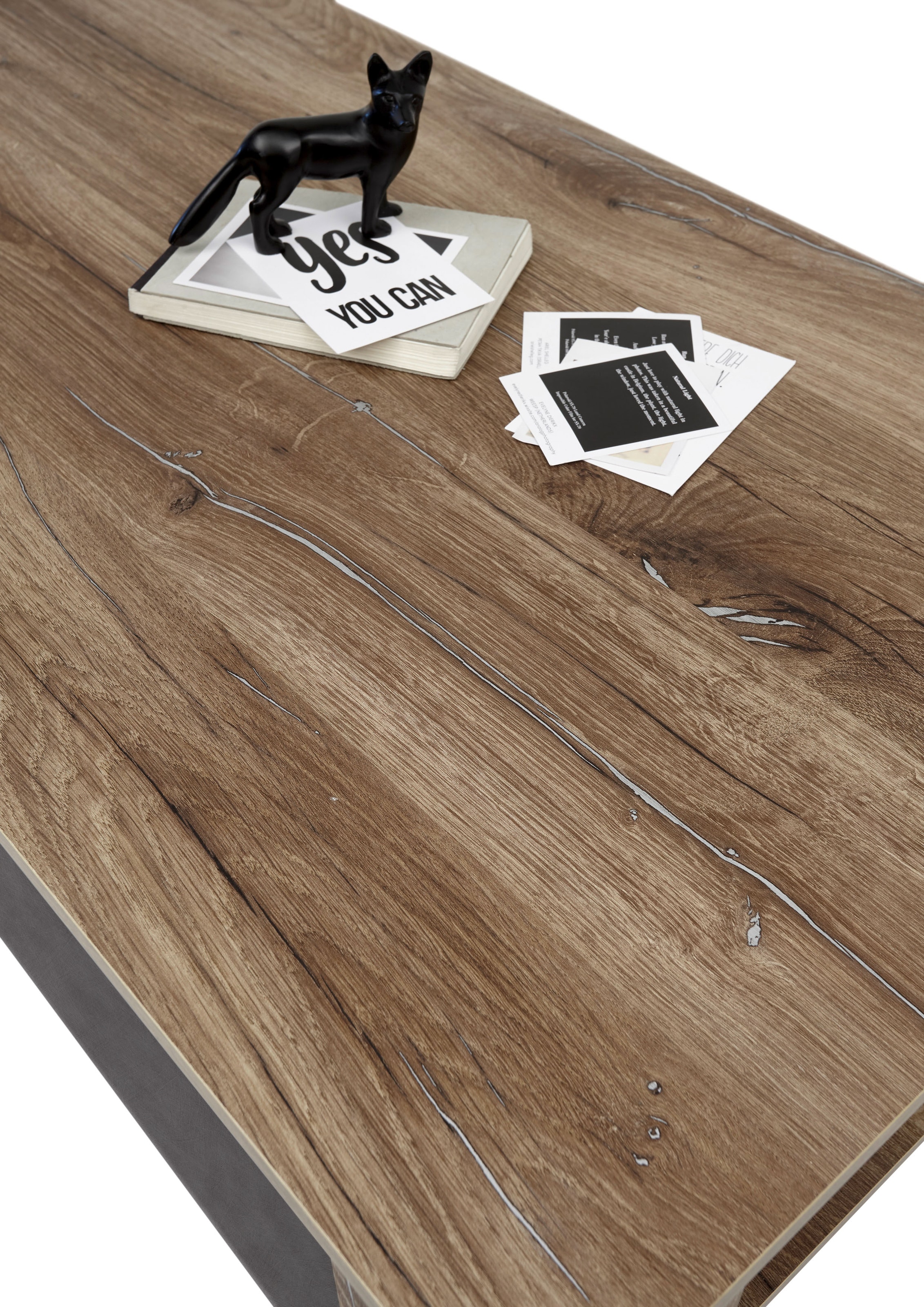 Stolkom Couchtisch »Lilo Wohnzimmertisch mit Ablagefächer, BxHxT 110x41x60 cm«, 2 Ablagefächer, Industrial Style, Flagstaff Oak