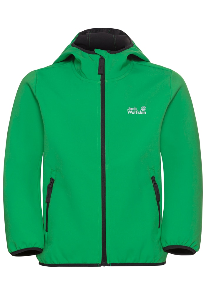 Jack Wolfskin Softshelljacke »FOURWINDS JACKET KIDS«, mit Kapuze, Winddicht, atmungsaktiv, Übergangsjacke