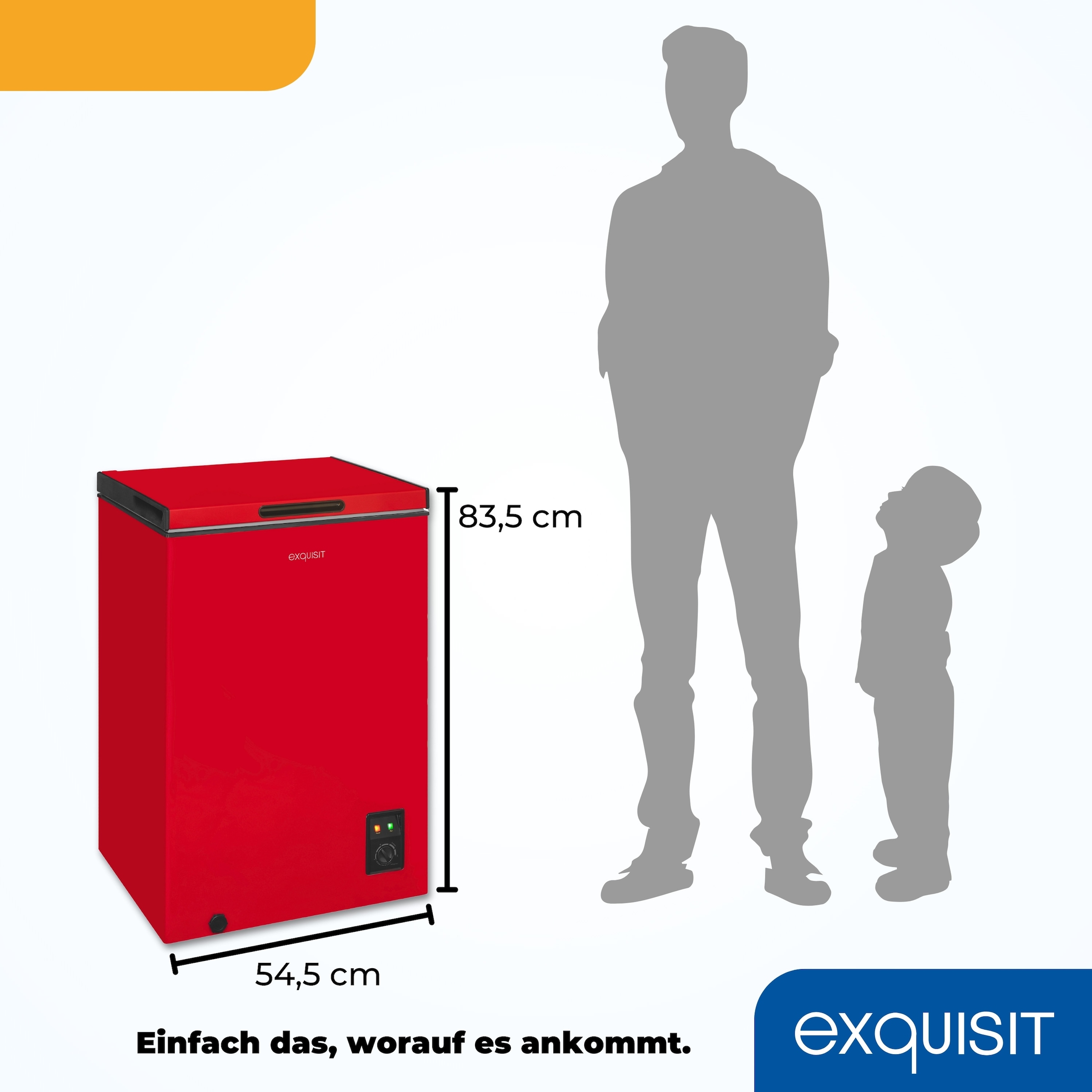 exquisit Gefriertruhe »GT100-050E rot« 83,5 cm hoch 54,5 cm breit 4*-Gefriertruhe mit ergonomischer Griffmulde – bequem zu öffnen