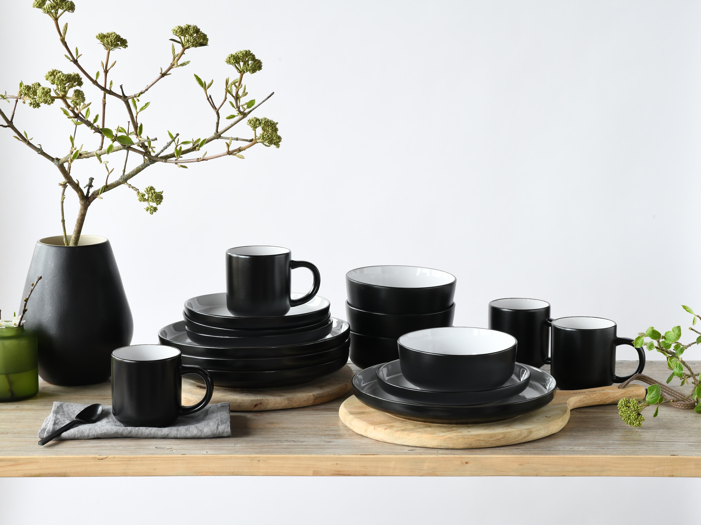 CreaTable Kombiservice »Nordic Cool Black, Kombi-Set 16-tlg«, (Set, 16 tlg.), Scandi-Style