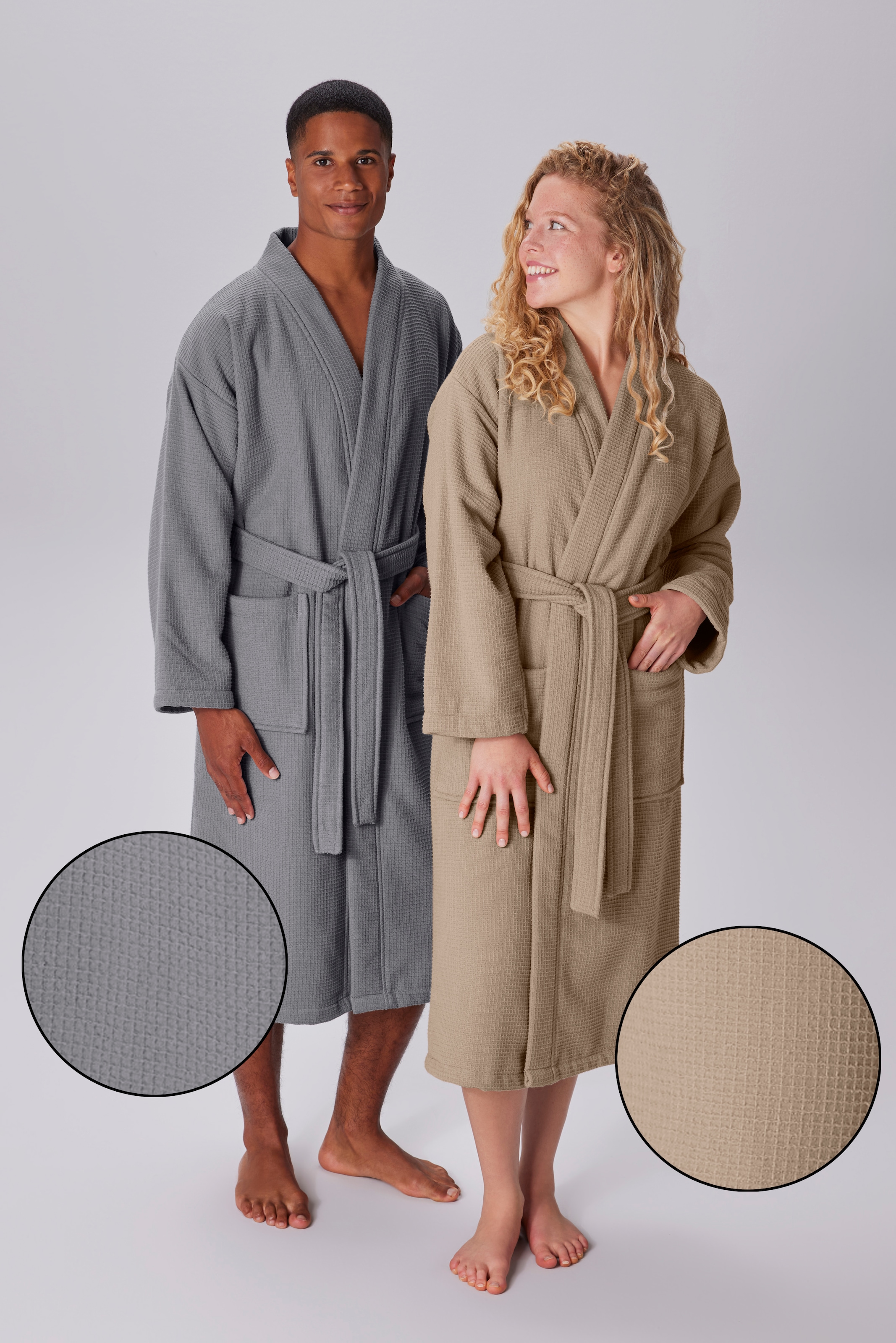 my home Unisex-Bademantel »Merida, Waffelpiqué, ideal für Sauna & Spa, Hotelbademantel«, (1 St.), Premium Qualität, 500 g/m², S-2XL, Morgenmantel