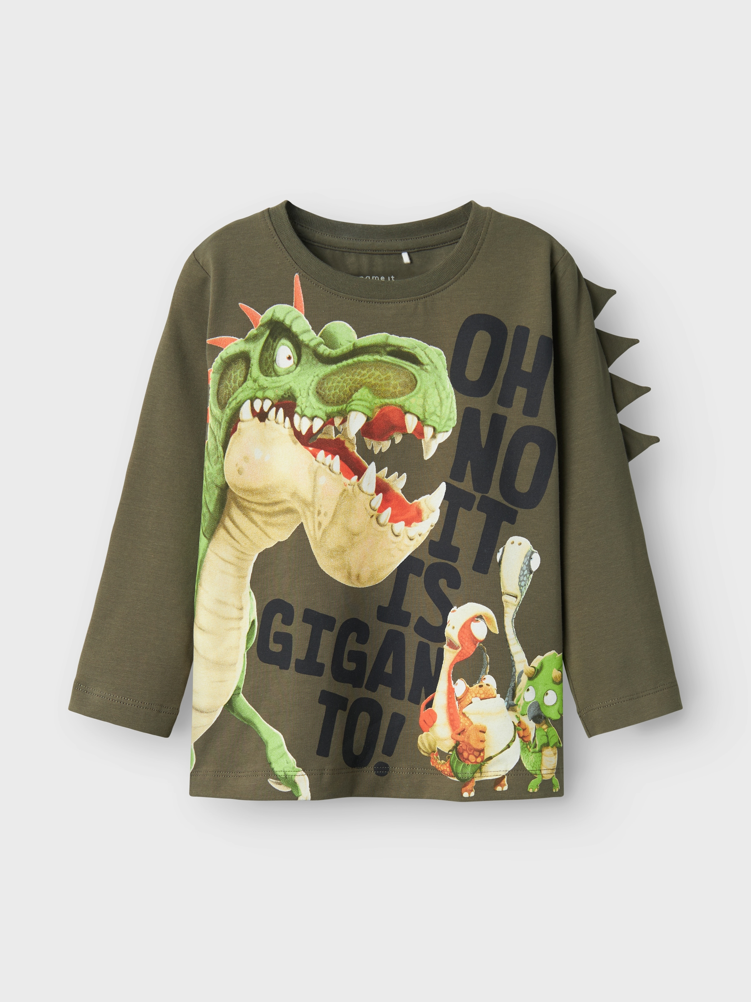 Name It Langarmshirt »NMMDOVID GIGANTO NREG LS TOP NOOS VDE«, mit großem Dino-Frontmotiv
